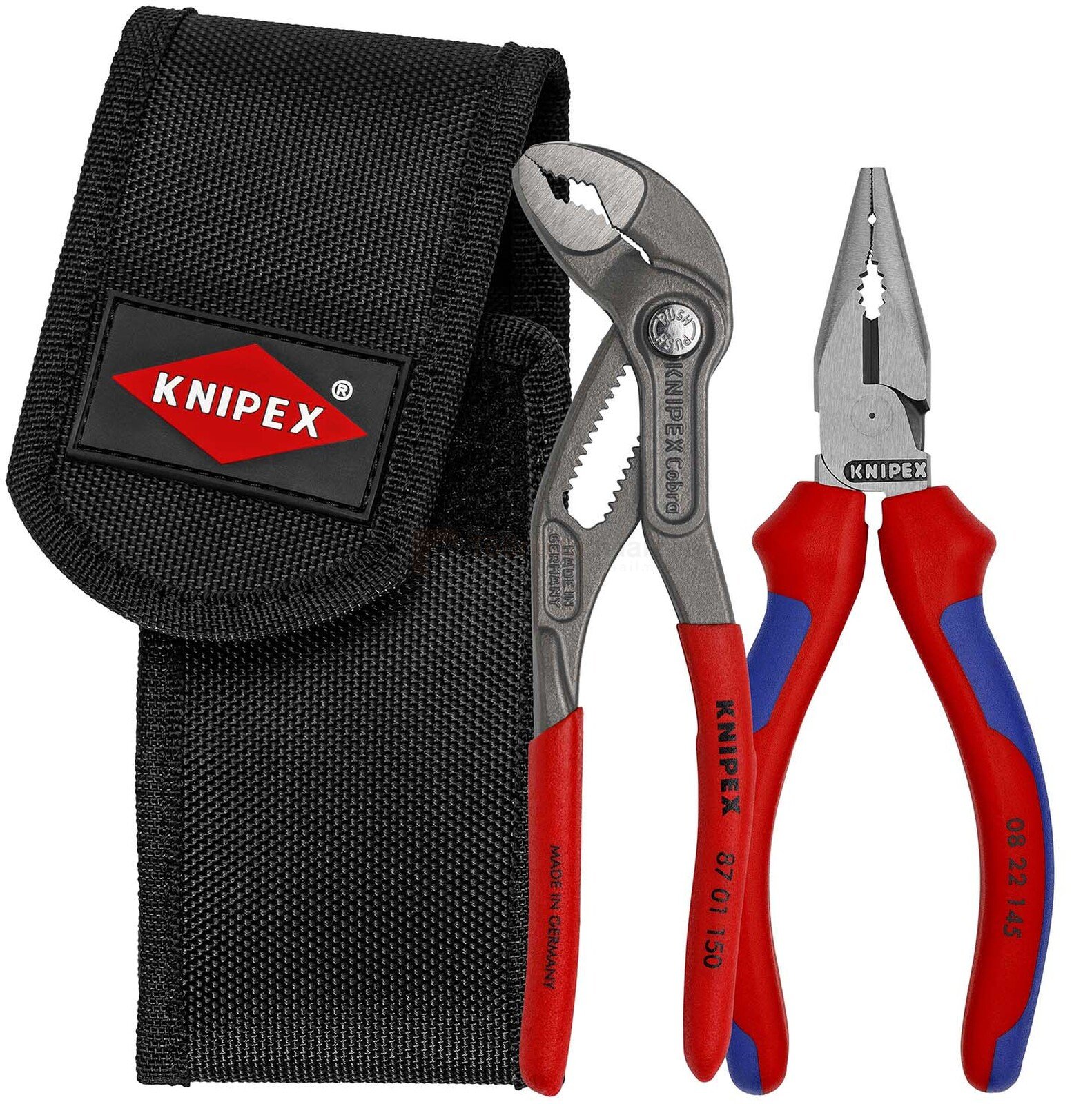 Pildil on Knipex minitangide komplekt, mis sisaldab vöökotis ühte 08 22 145 tangid ja ühte 87 01 15 tangid.
