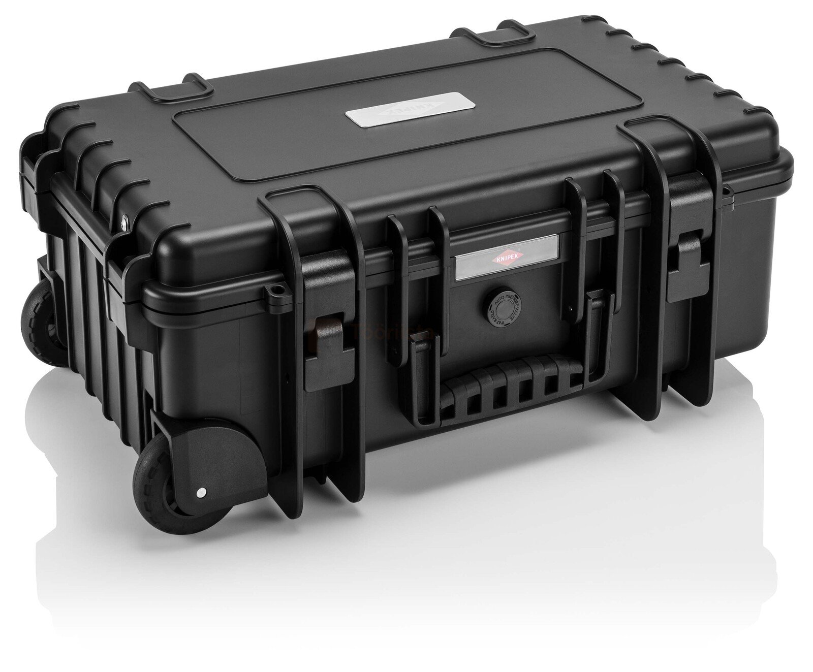 Pildil on must Knipex tööriistakast „Robust26 Move“, millel on rattad, lukud ja käepide.