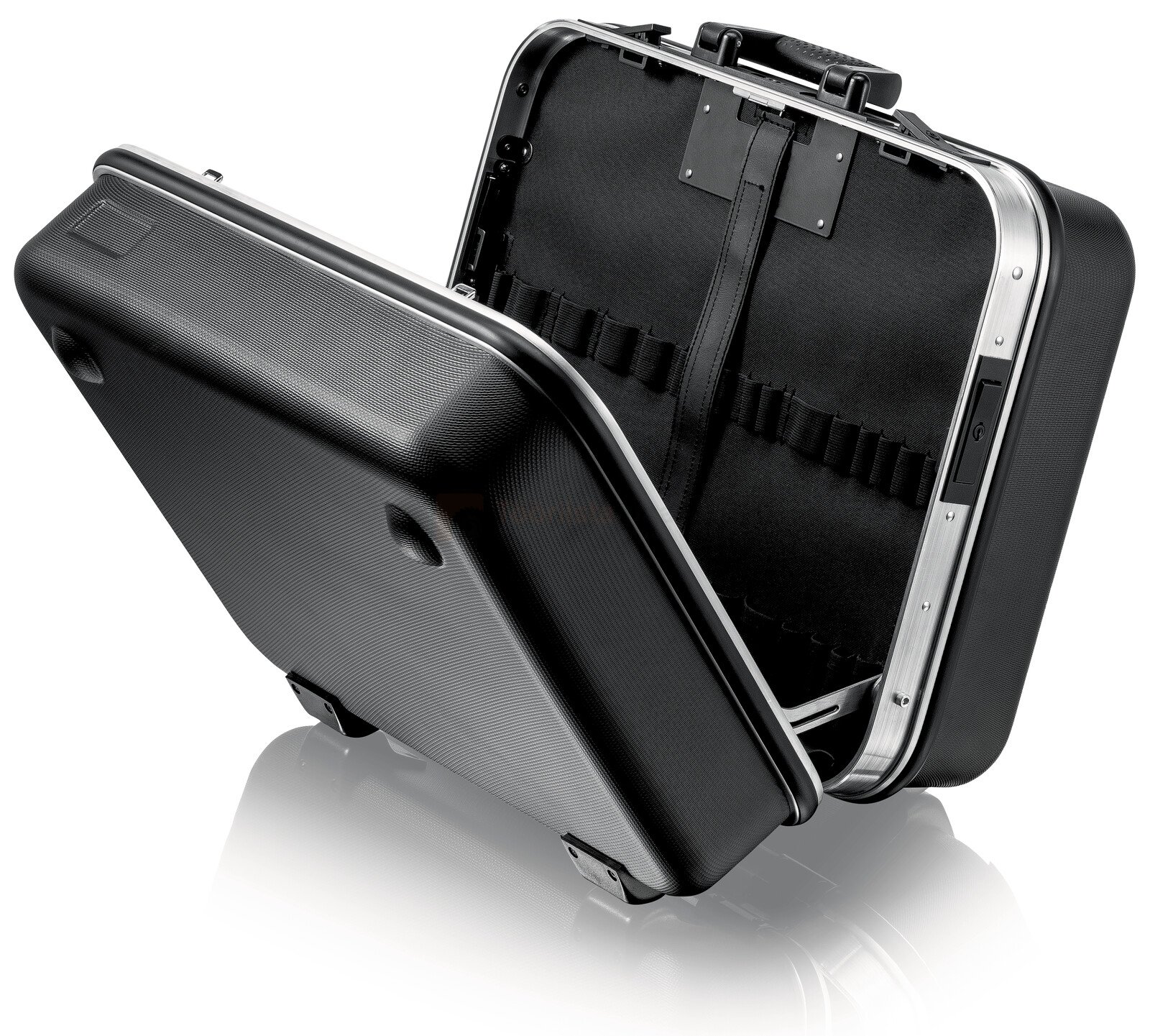 Pildil on avatud KNIPEX tööriistakohver "BIG Twin", mille sisemus on nähtav ja mis on mõeldud tööriistade hoidmiseks.