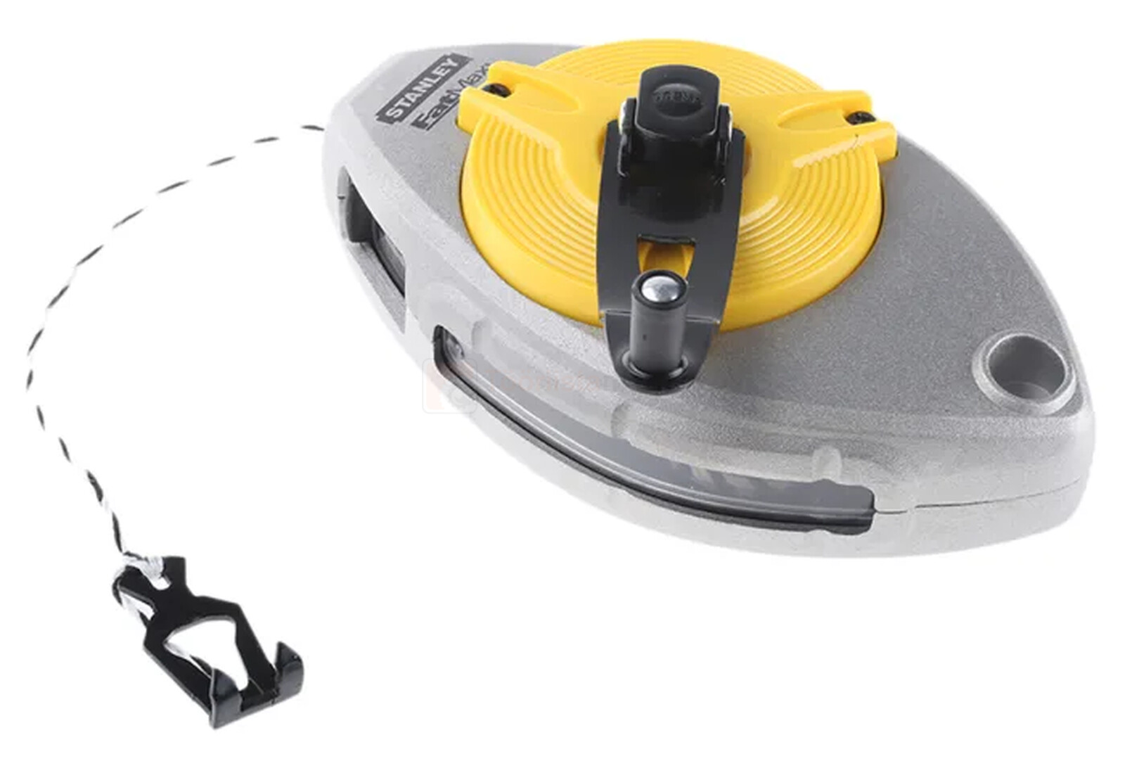 Pildil on Stanley märkenöör FATMAX EXTREME 30 m, millel on kollane kerimisnupp ja hall korpus, ning näha on ka nööri ja...