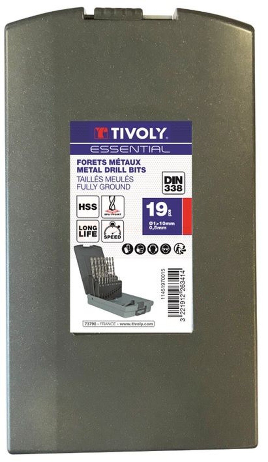 Metallipuuride komplekt 1-10mm, HSS, üleni lihvitud, 19 puuri, T-Line 2