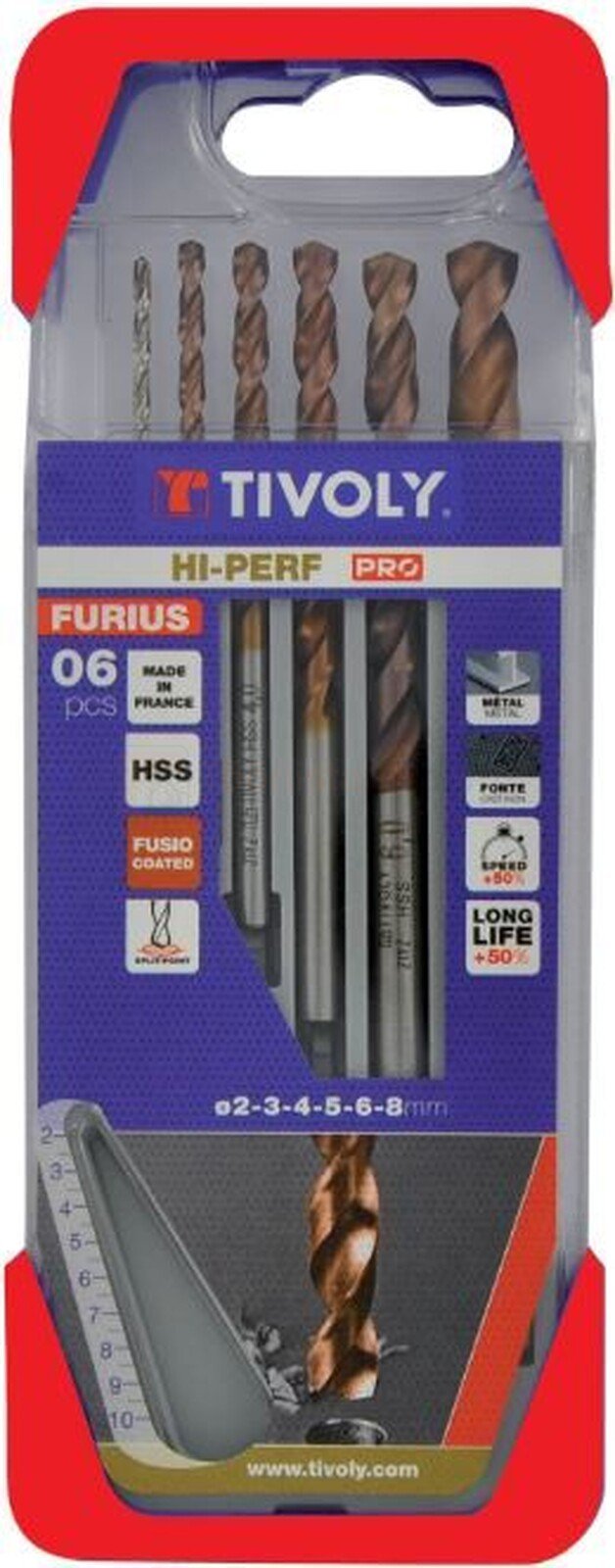 Metallipuuride komplekt FURIUS (FUSIO) HSS Clipster PRO Ø2-8 mm, 6 puuri