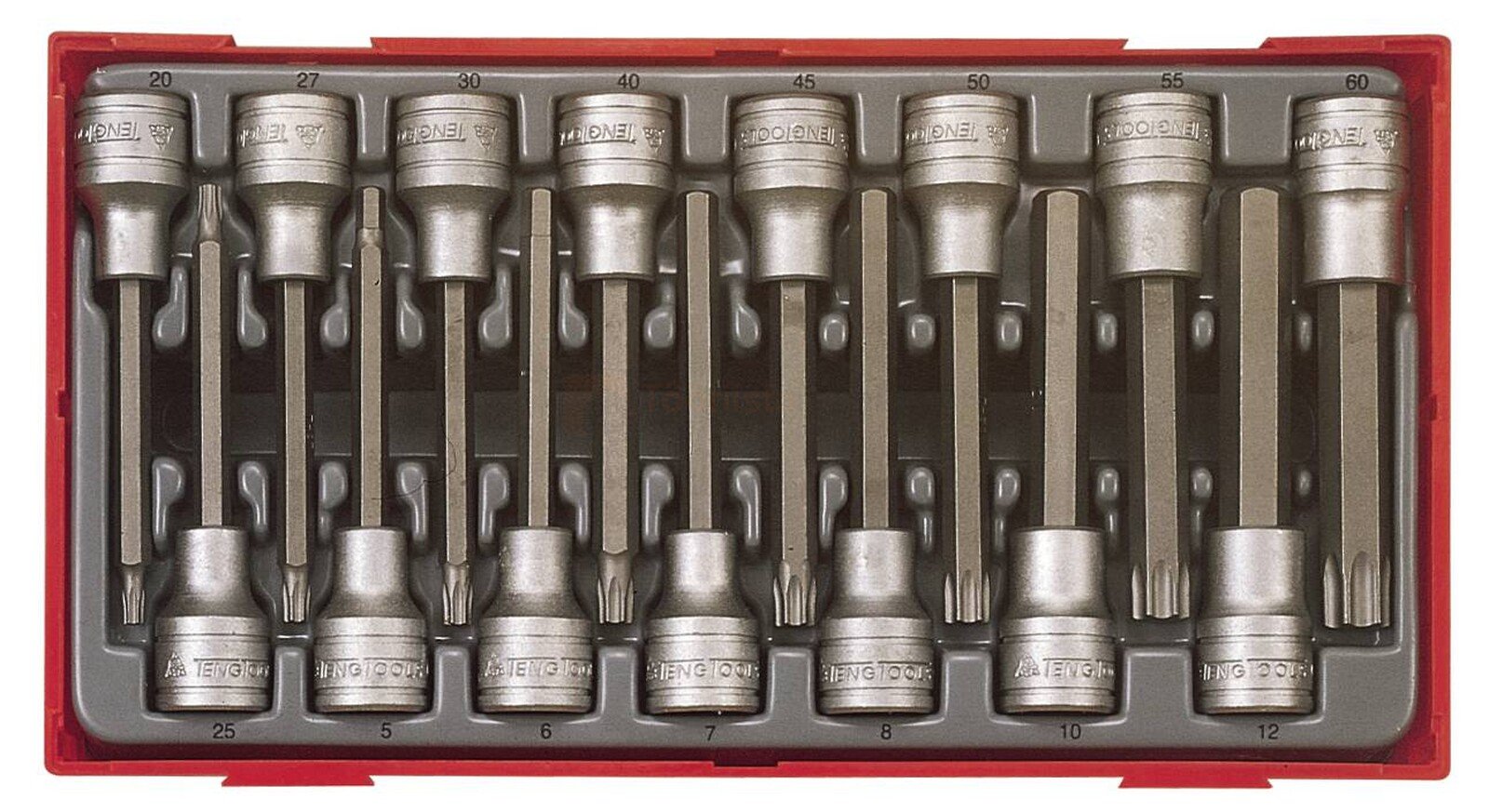 Pildil on Teng Tools 1/2" TX / HEX padrunotsakute komplekt, mis sisaldab 15 erinevat otsakut.