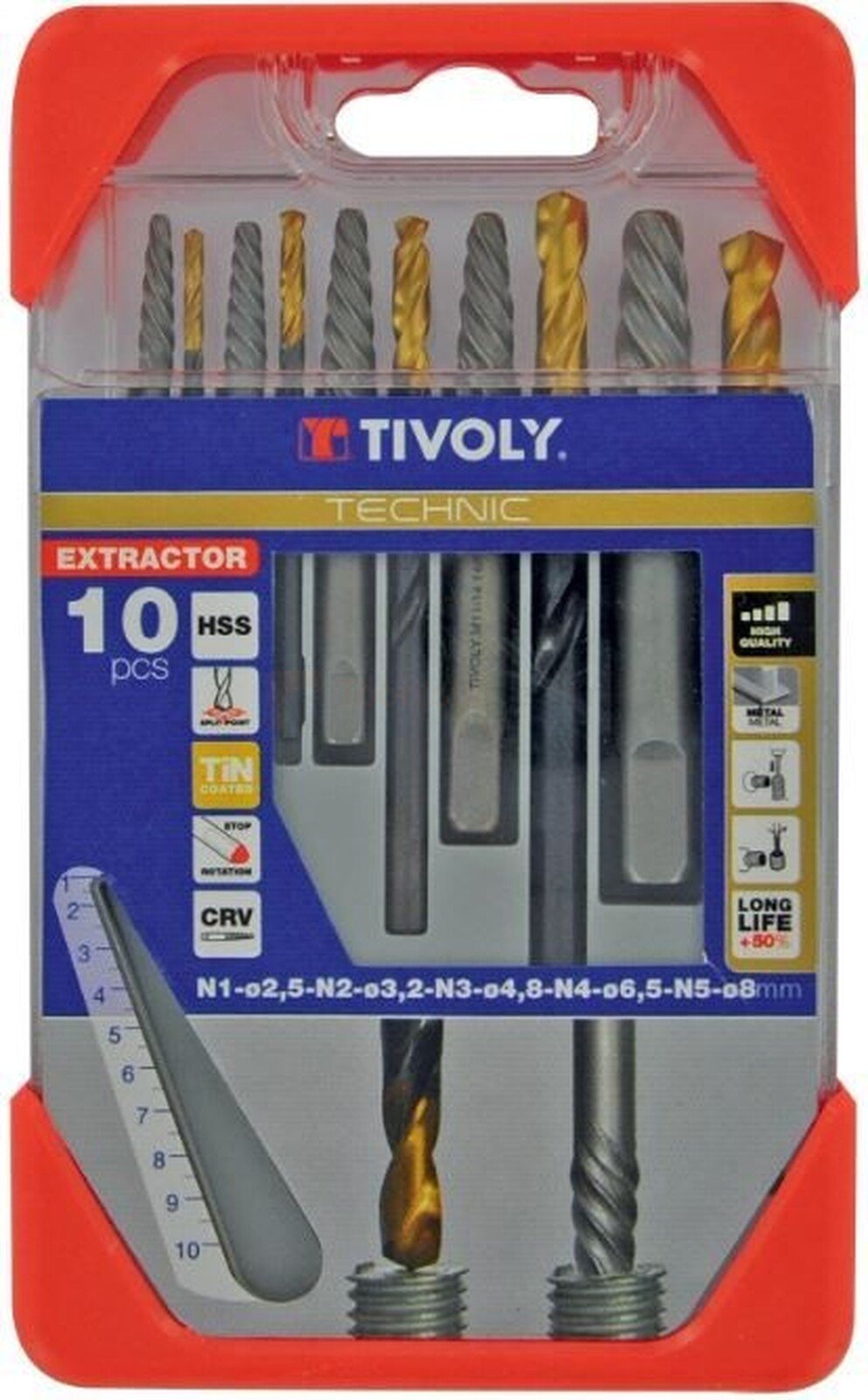 Tikkpolditõmmitsate kmpl. 10 osa, M3-M18 + puurid 2