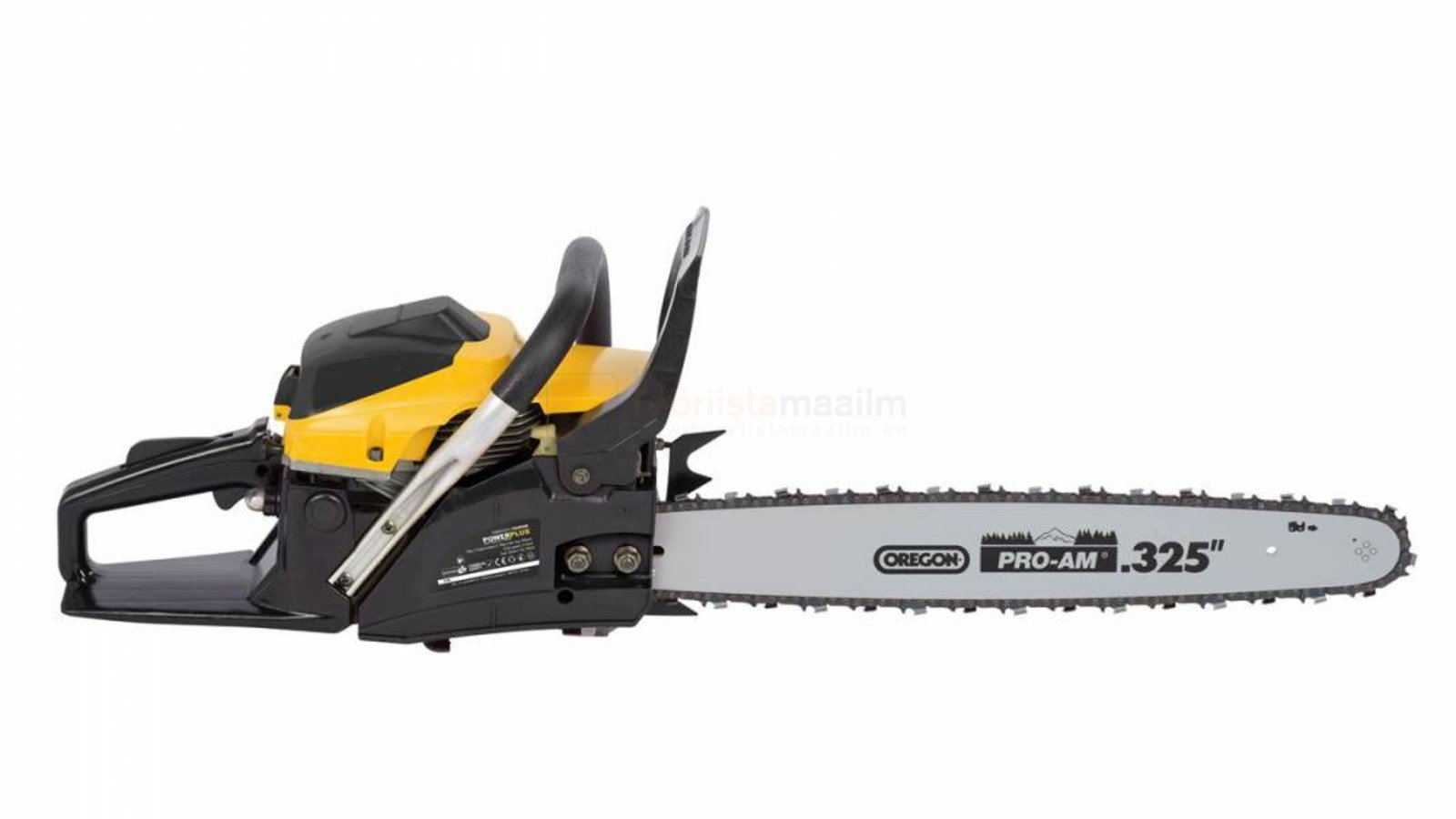 Pildil on kollase ja musta värviga mootorsaag Powerplus X POWXG10231.