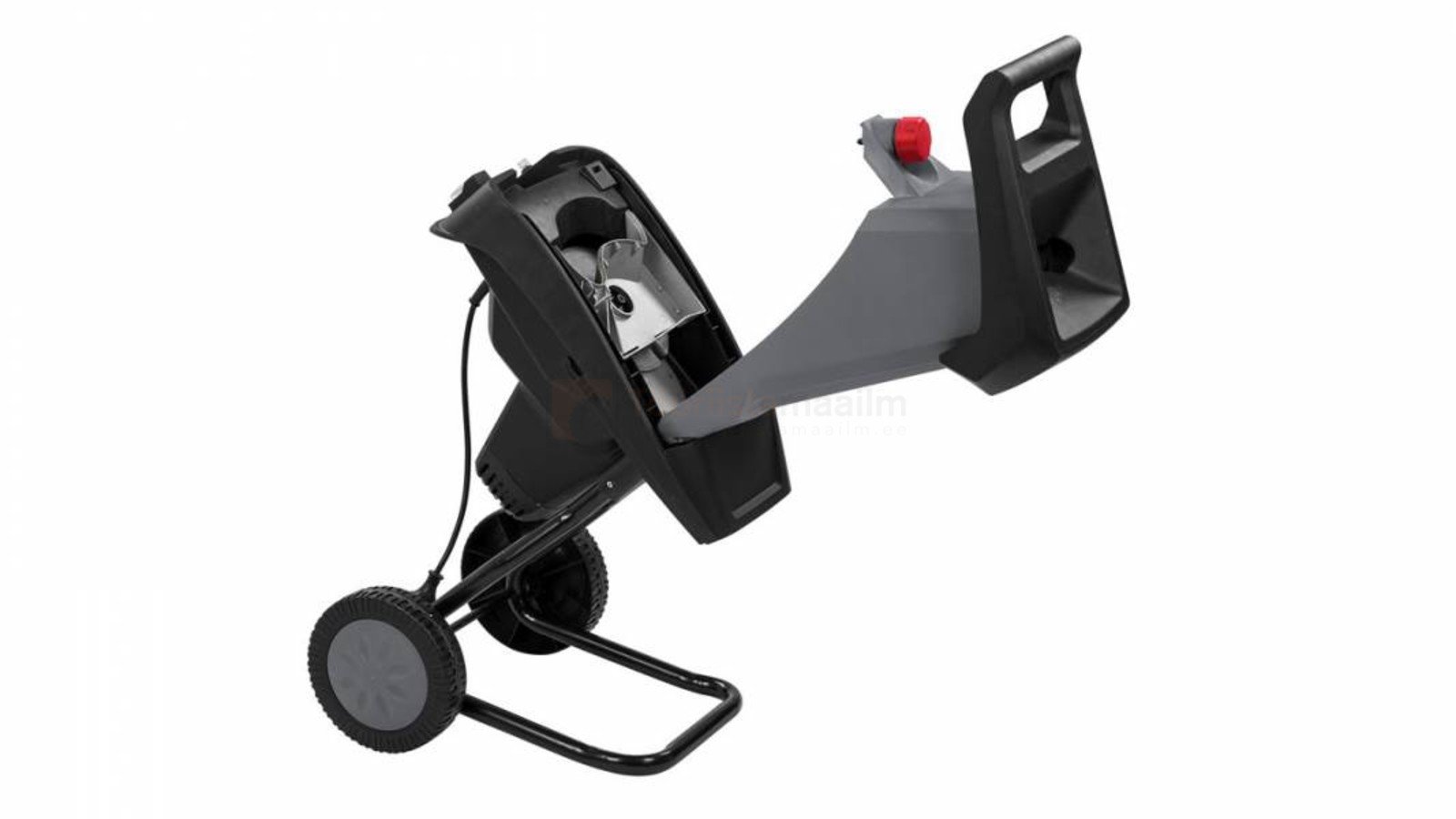 Pildil on Powerplus E POWEG5011 oksapurustaja, millel on rattad ja sisestusava.