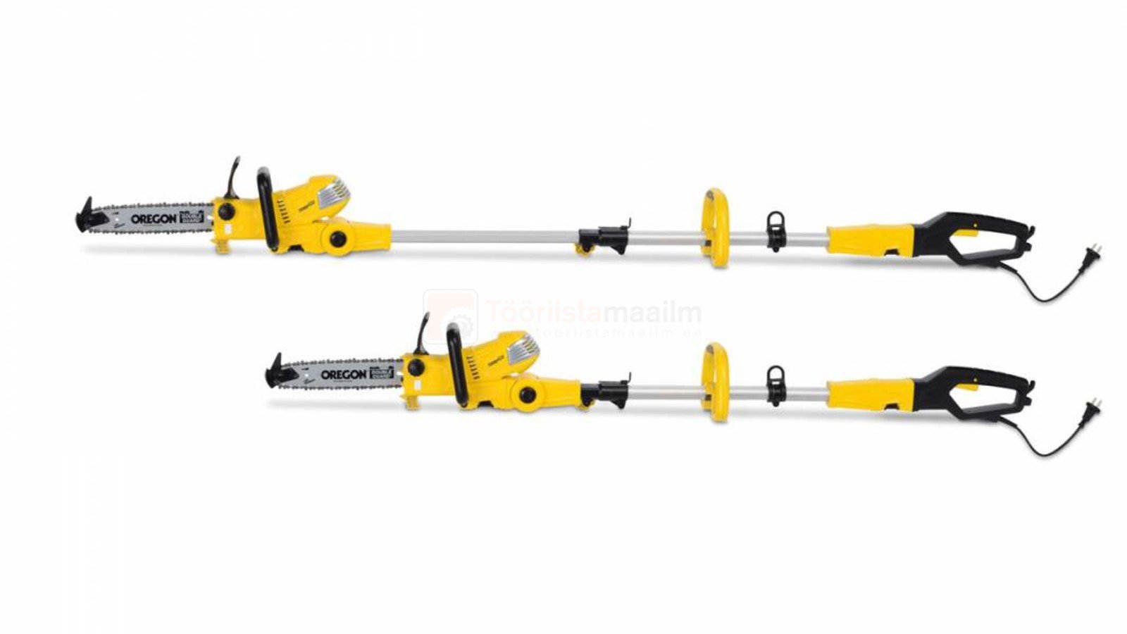 Pildil on kaks kollast Powerplus XG1032 teleskoopvarrega oksasaagi.