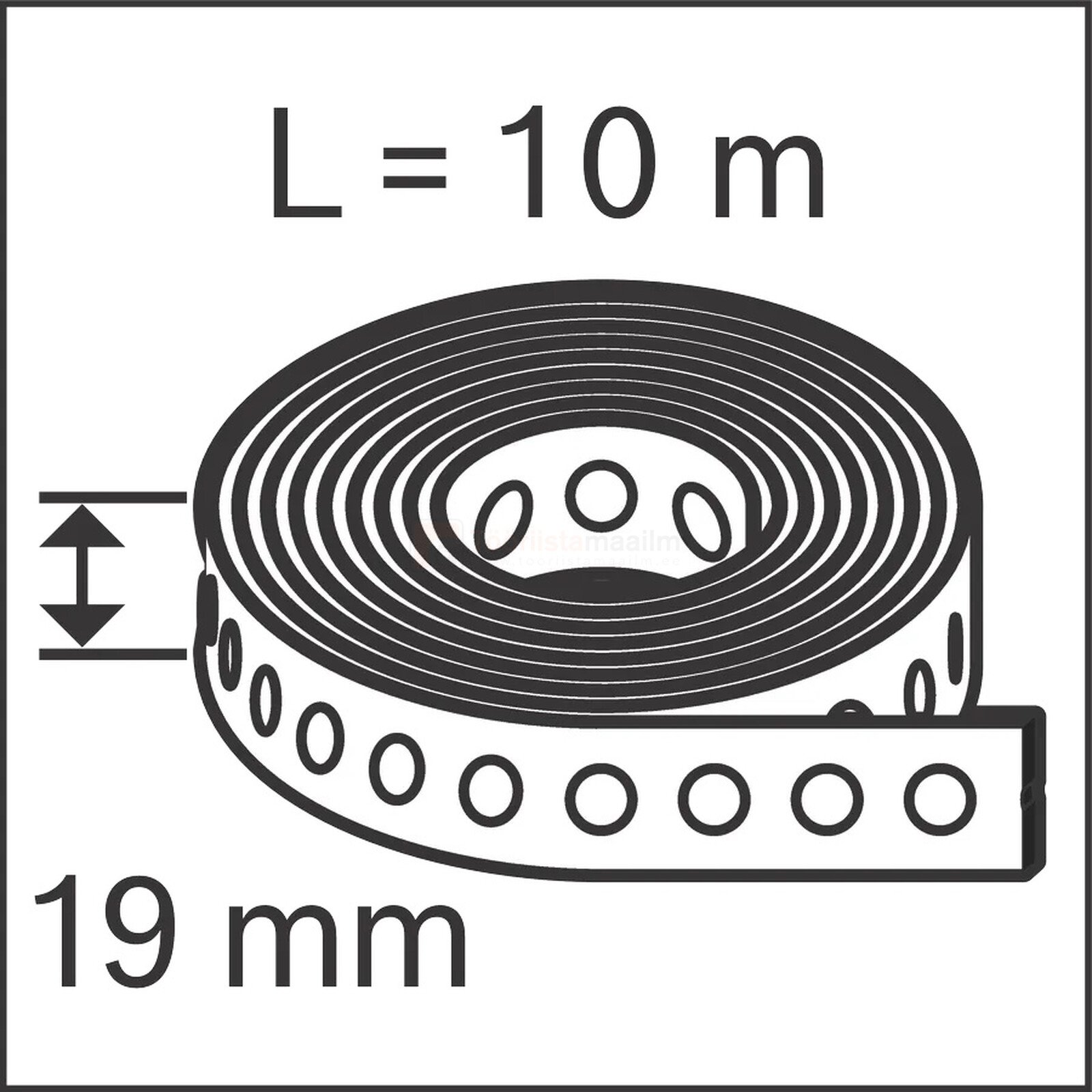 Pildil on näha Bosch montaazilint FMS-19, mille pikkus on 10 meetrit ja laius 19 mm, rullis.