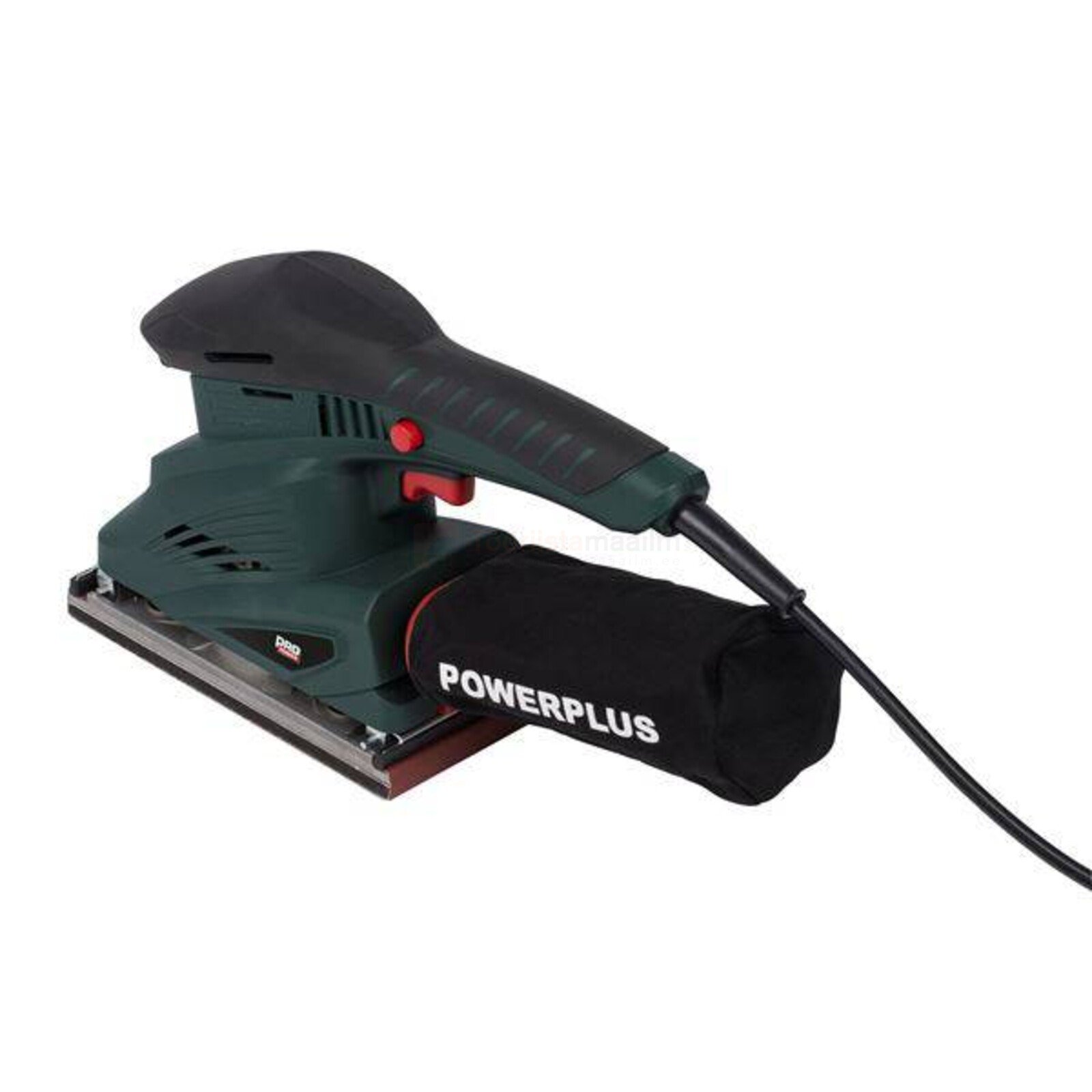 Pildil on taldlihvija Powerplus POWP5020, millel on roheline korpus, must käepide ja tolmukott.