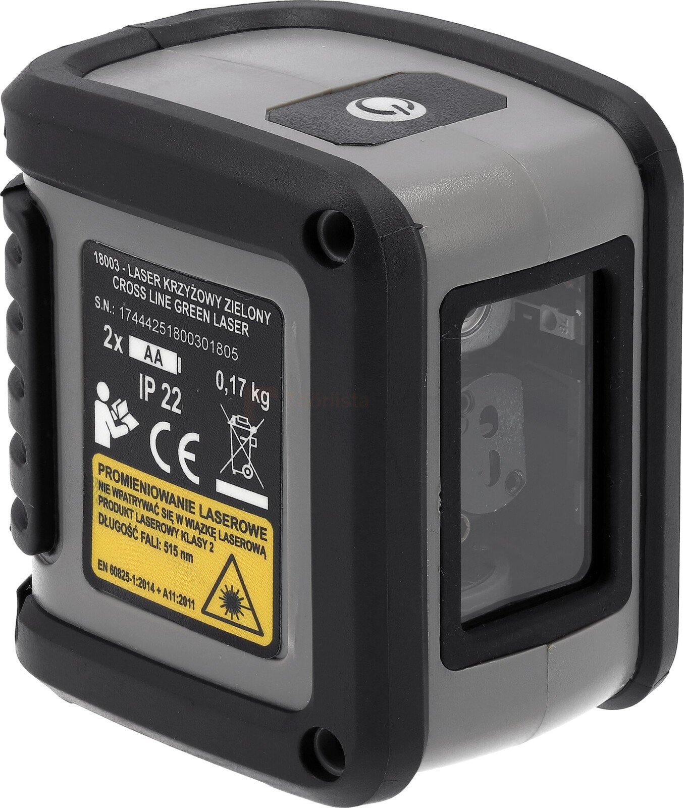 Pildil on STHOR ristlaser, millel on roheline kiir ja mida on näha seadme küljel.