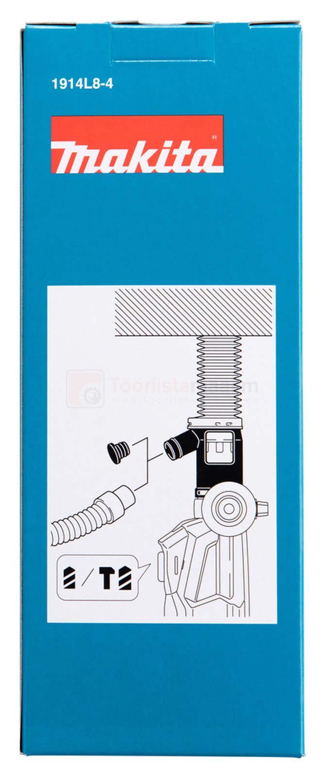 Pildil on Makita tolmukoguja HR2670FT 110 mm puurimistöödeks, mille karbil on näha toote illustratsioon.