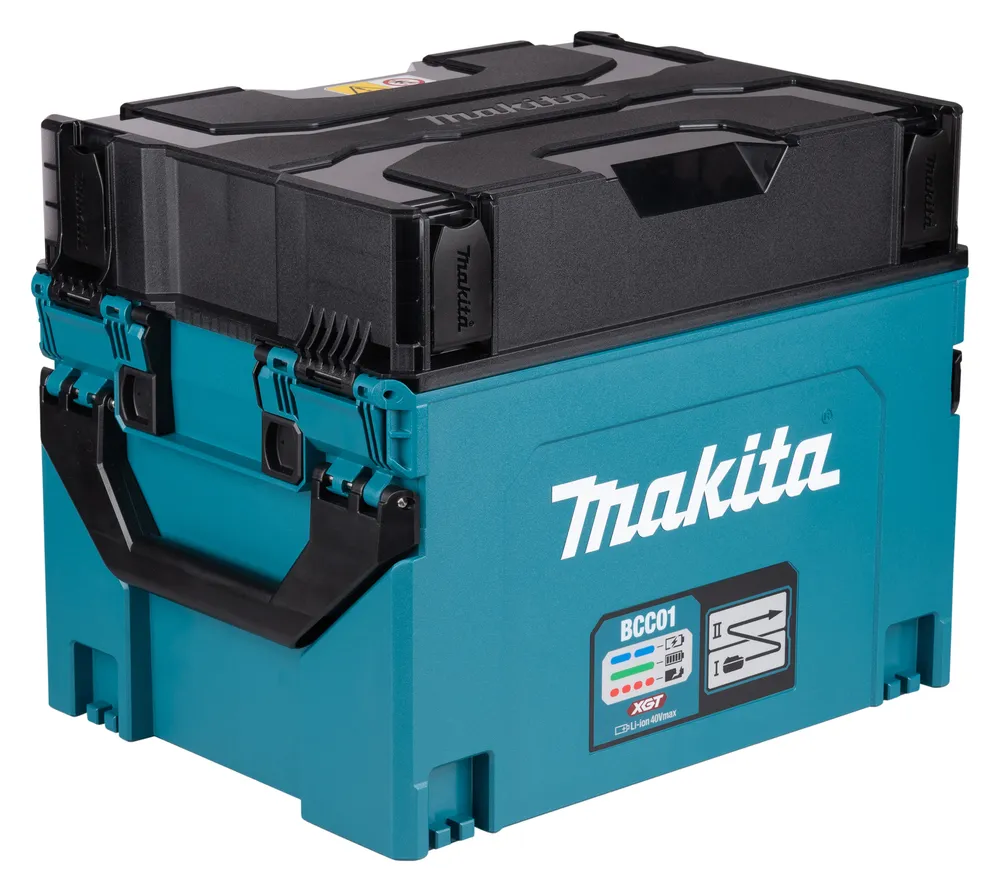 Pildil on Makita laadimiskohver BCC01, mille peal on must kast ja millel on Makita logo.