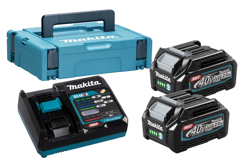 Комплект Makita XGT 40 В 2 x BL4025 + DC40RA зарядное устройство + MakPac