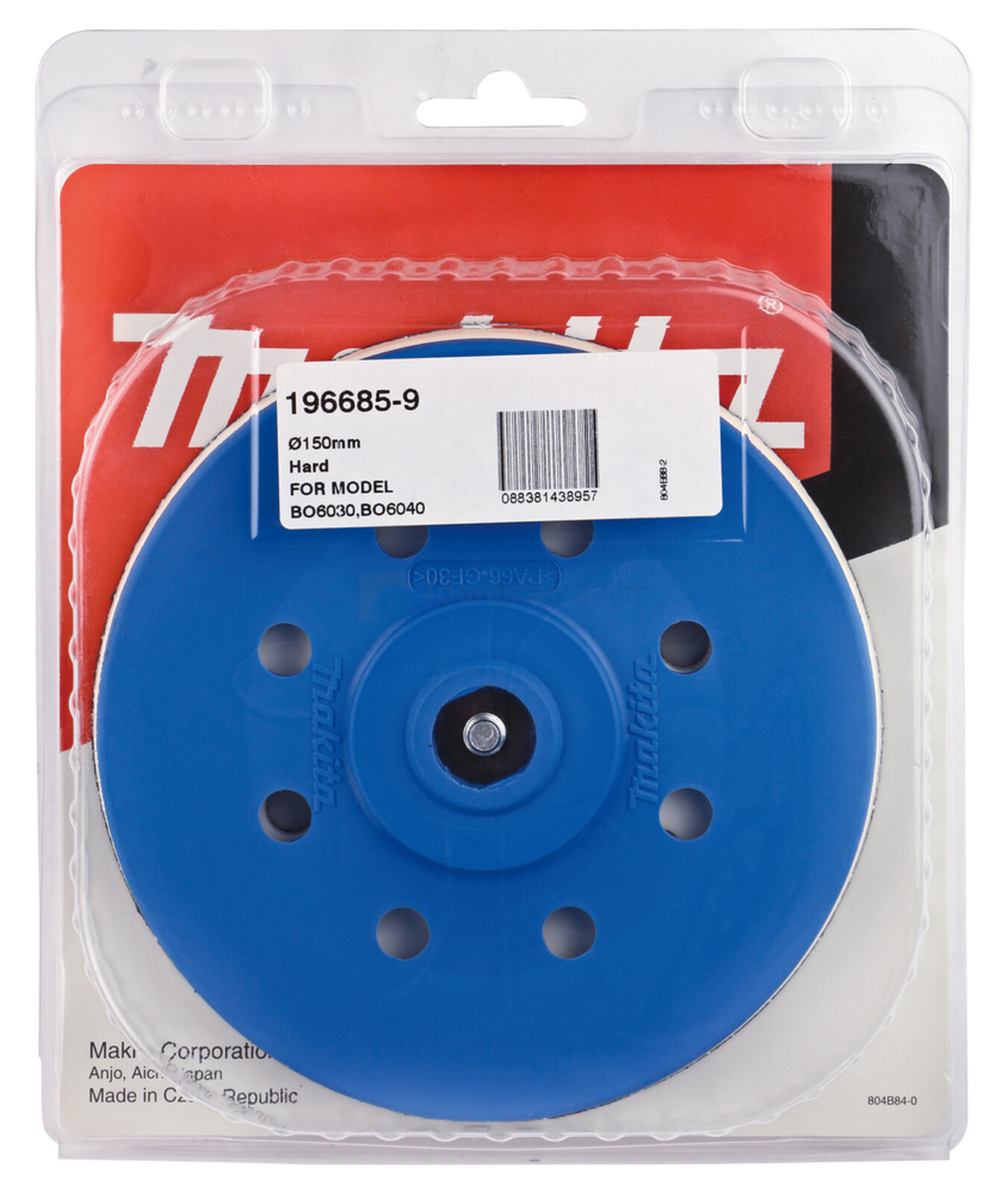 Pildil on Makita lihvtald BO6030 / BO6040 150 mm, kõva, mis on pakendatud läbipaistvasse blisterpakendisse.