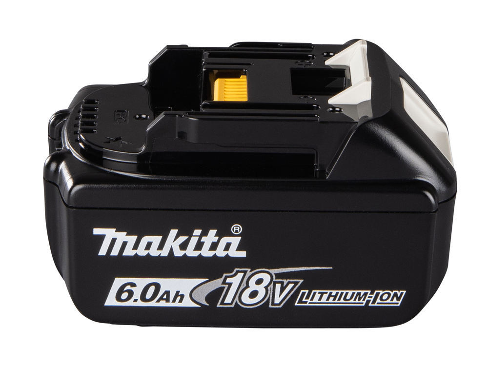Pildil on must Makita 18 V 6,0 Ah BL1860B liitiumioonaku.