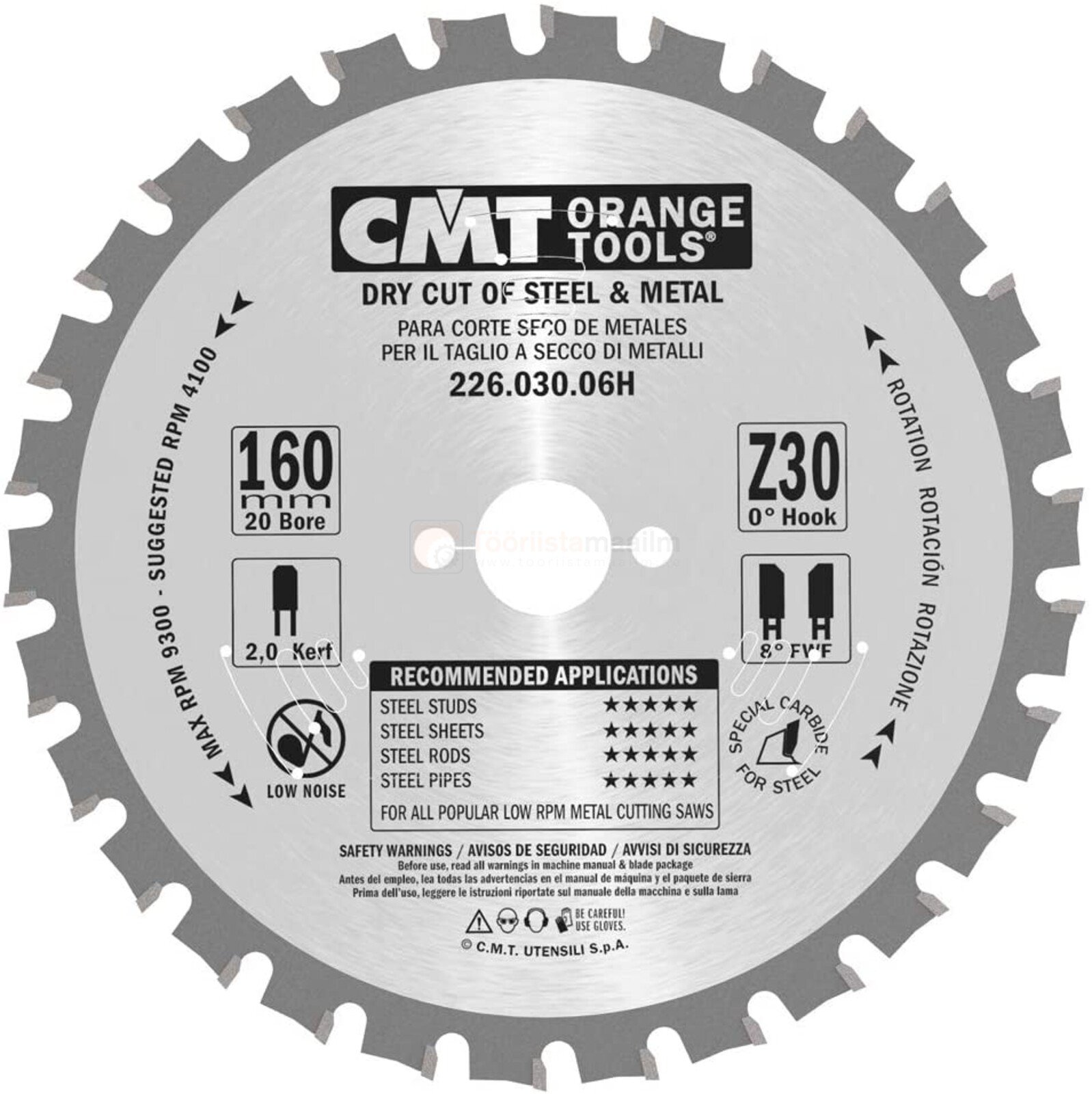 Saeketas CMT 160x1,6x20 mm, Z30 8°, metallile