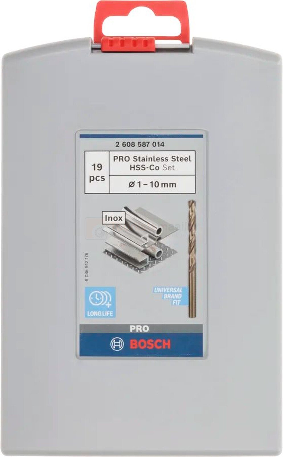 Pildil on Bosch metallipuuride komplekt PRO Stainless Steel HSS-Co, mis sisaldab 19 puuri suurusega 1-10 mm.