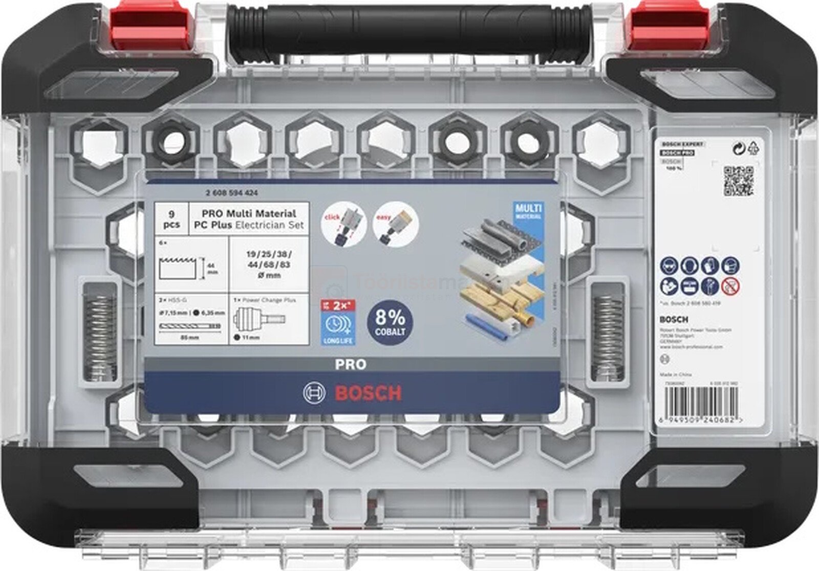Pildil on Bosch PRO Multi Material PC Plus 19-83 mm augusaagide komplekt, mis sisaldab 9 osa ja on pakitud läbipaistvasse...