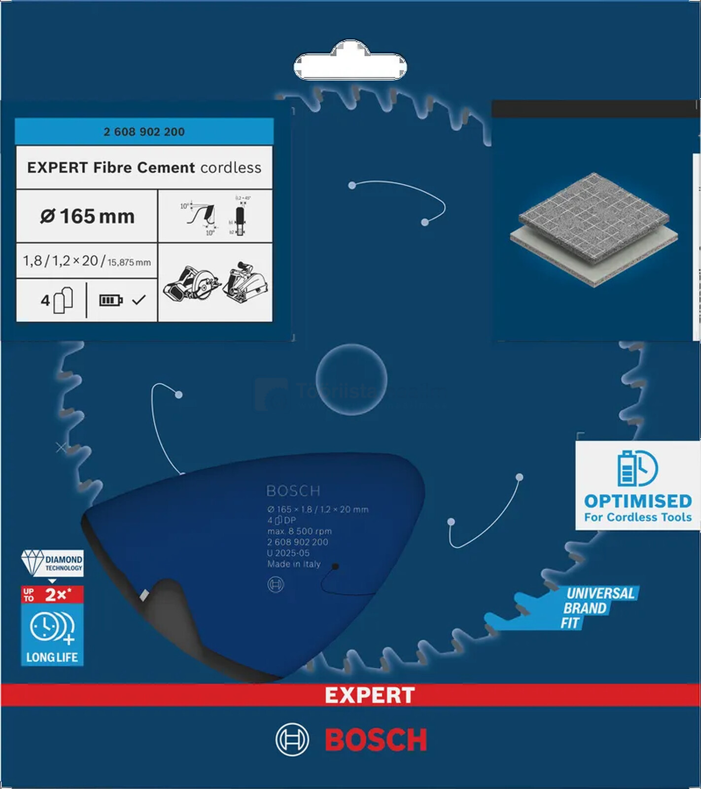 Bosch saeketas EXPERT for Fiber Cement 165 x 20 x 1,8/1,2 mm 4T