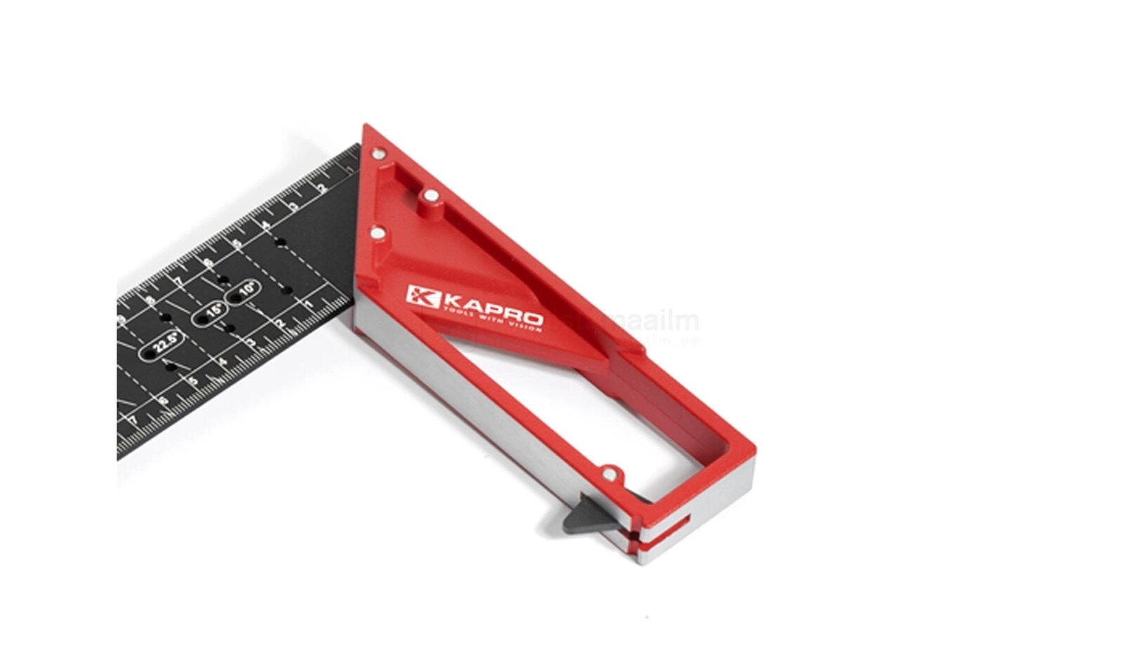 Pildil on Kapro märkimise nurgik, mis on punase ja hõbedase värviga ning millega saab mõõta ja märgistada.