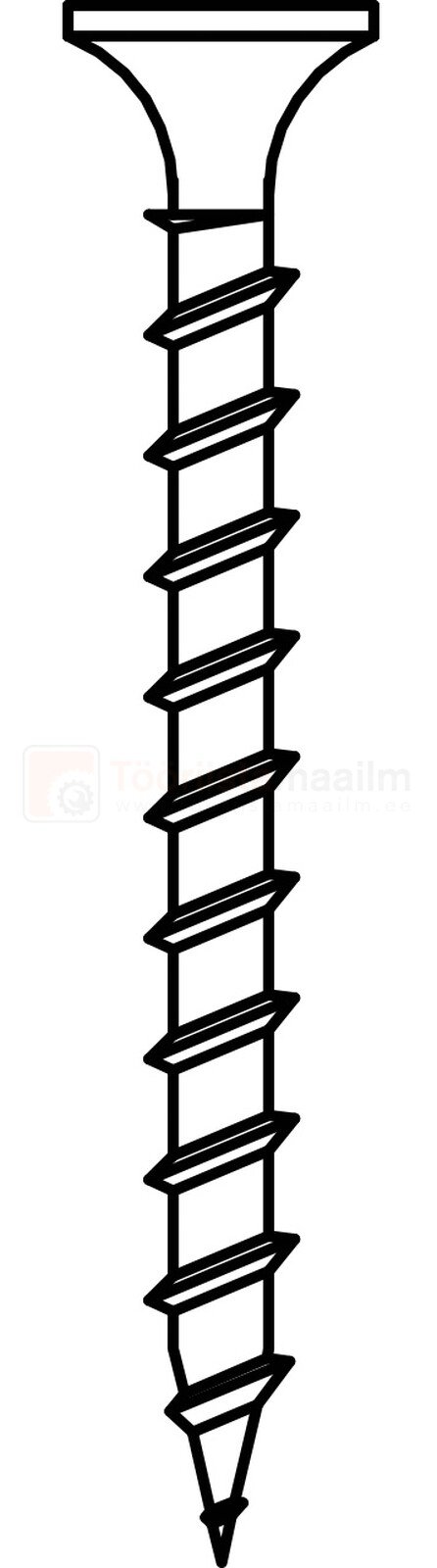 Pildil on SENCO kipsikruvi 3,9 mm, mis on mõeldud puitkarkassile kinnitamiseks ja on fosfaaditud.