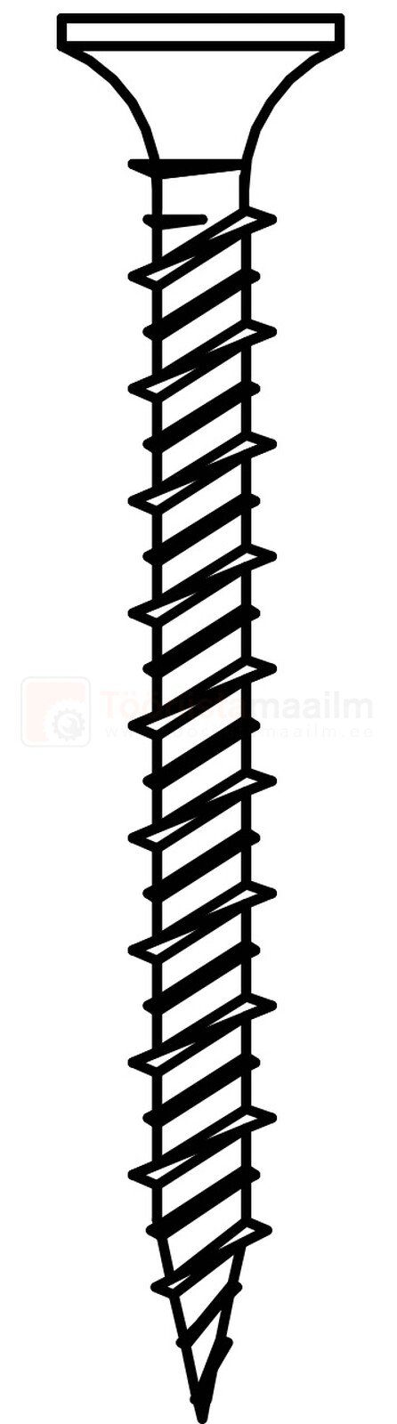 Pildil on SENCO kipsikruvi 3,9 x 41 mm, mis on mõeldud puit- ja metallkarkassile ning on tsingitud.