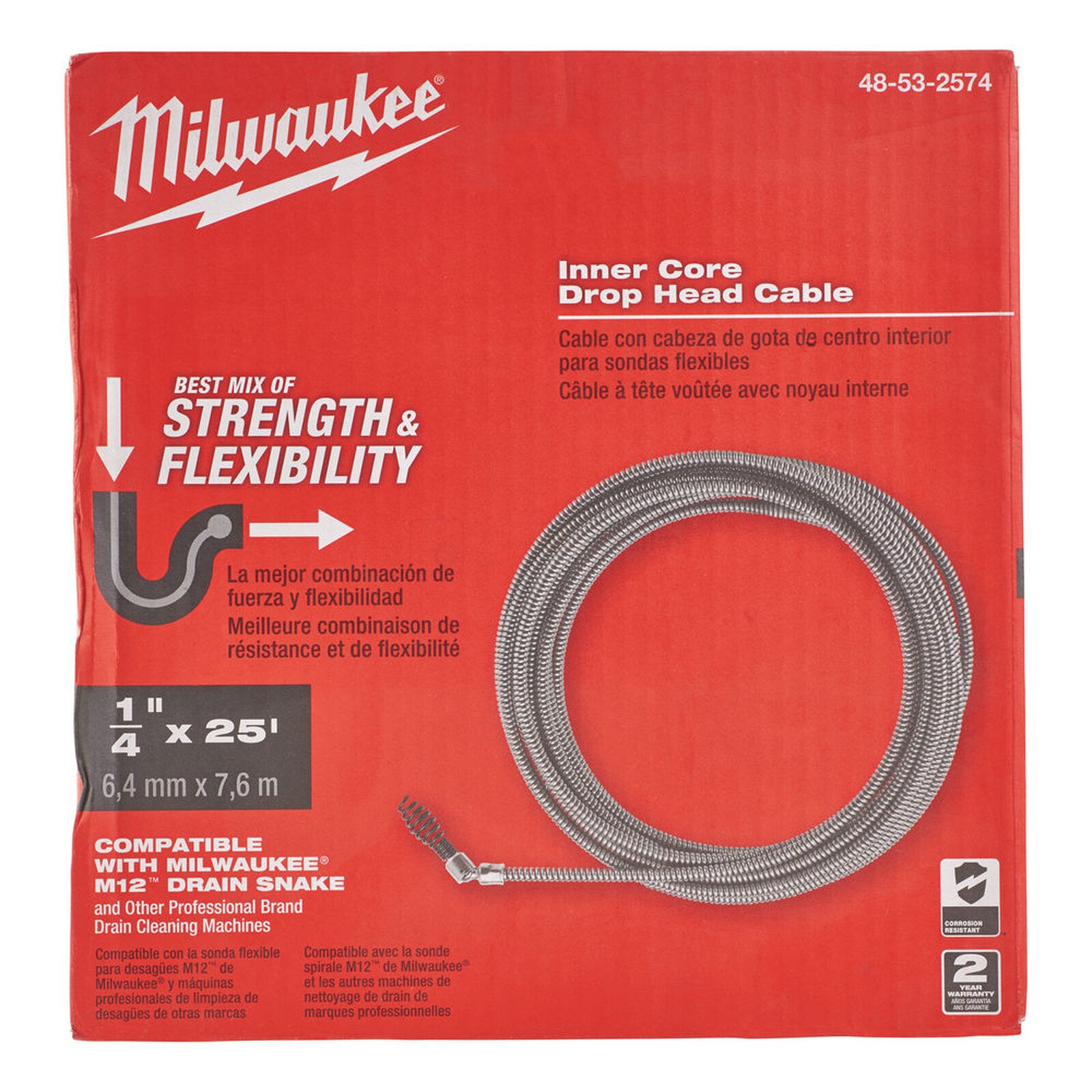Spiraal Milwaukee 6 mm x 7,6 m, liigendpeaga, M12 BDC-le 2