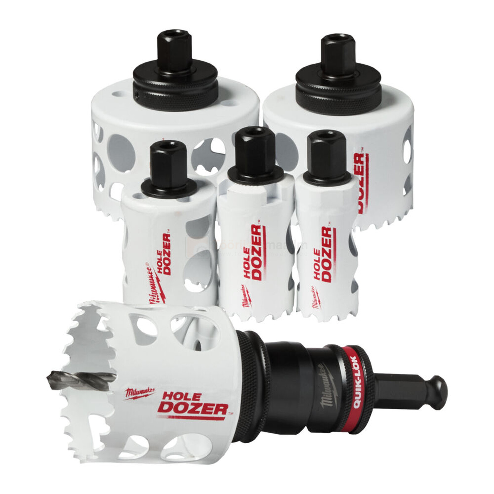 Pildil on Milwaukee Hole Dozer QUIK-LOK augusaagide komplekt, mis sisaldab erineva suurusega augusaage.