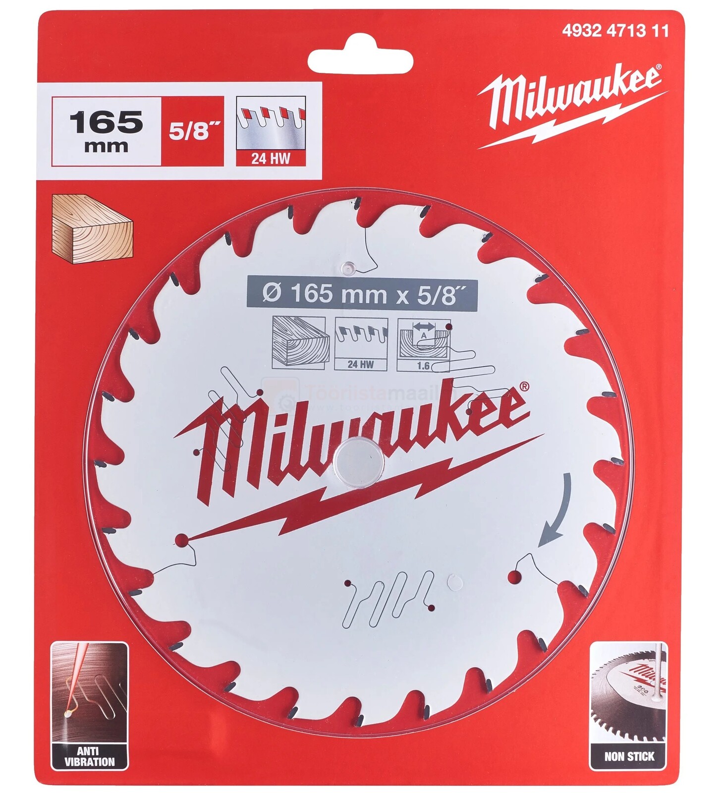 Saeketas puidule Milwaukee 165 x 15,87 x 1,6 mm, 24 hammast 2