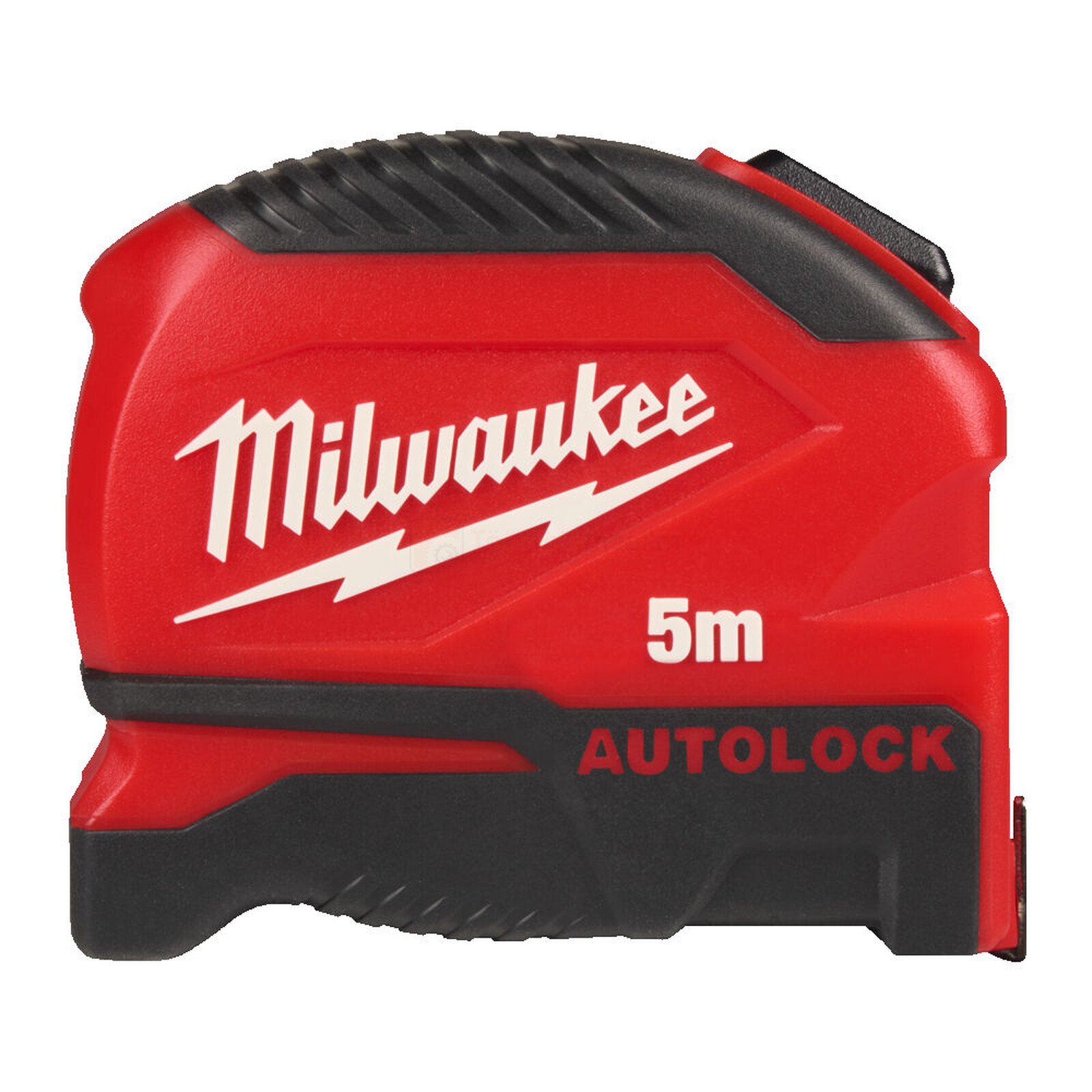 Pildil on punane Milwaukee Autolock 5 m x 25 mm mõõdulint.