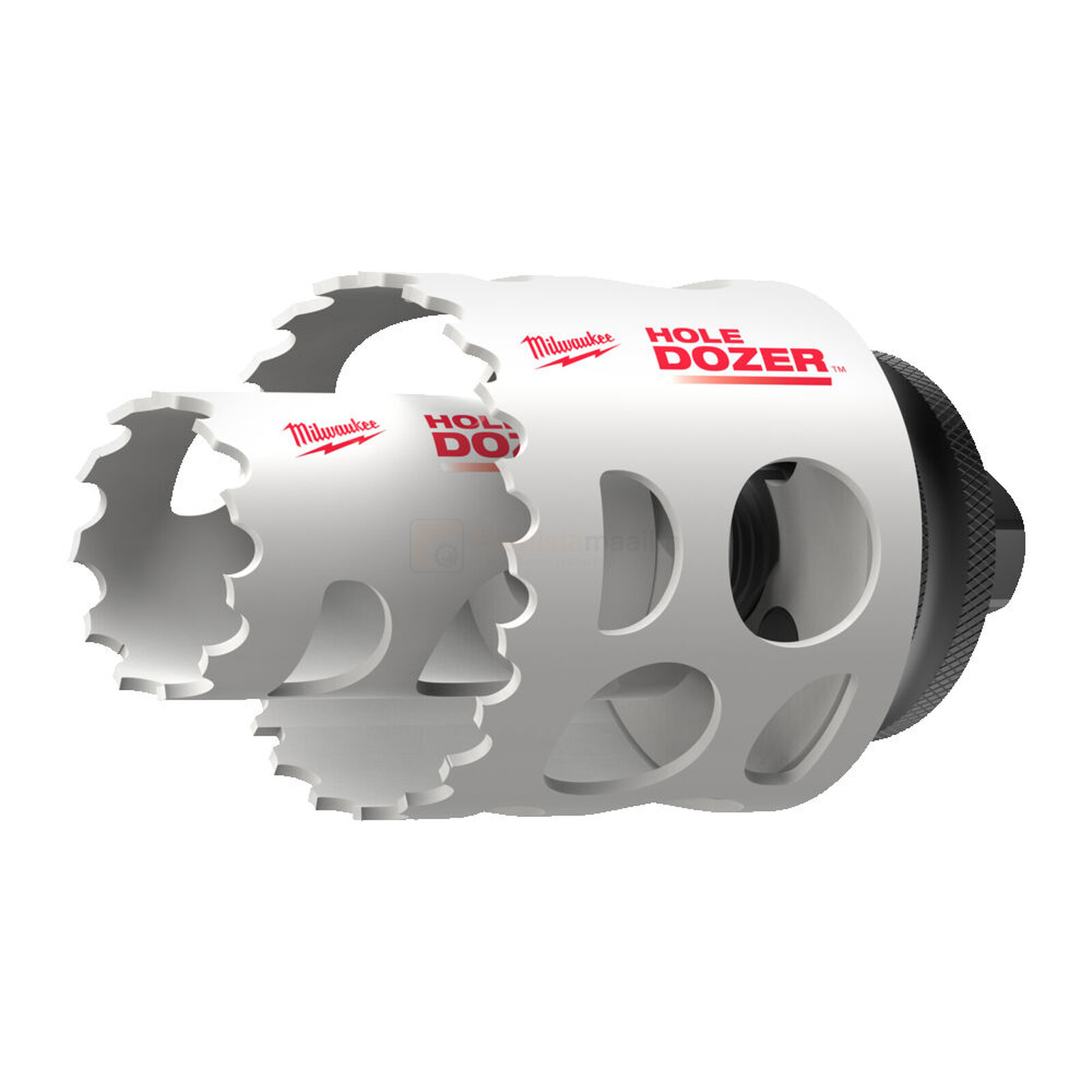 Pildil on Milwaukee augusae ava suurendusadapter, millega on näha erineva suurusega augusaed.