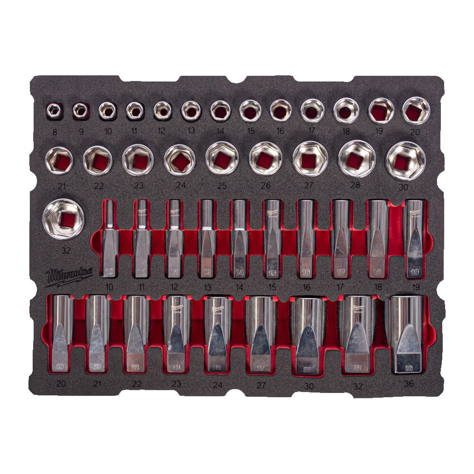 Milwaukee chuck set PACKOUT™ with drawer toolboxes 1/2" 8-36 mm 42-piece