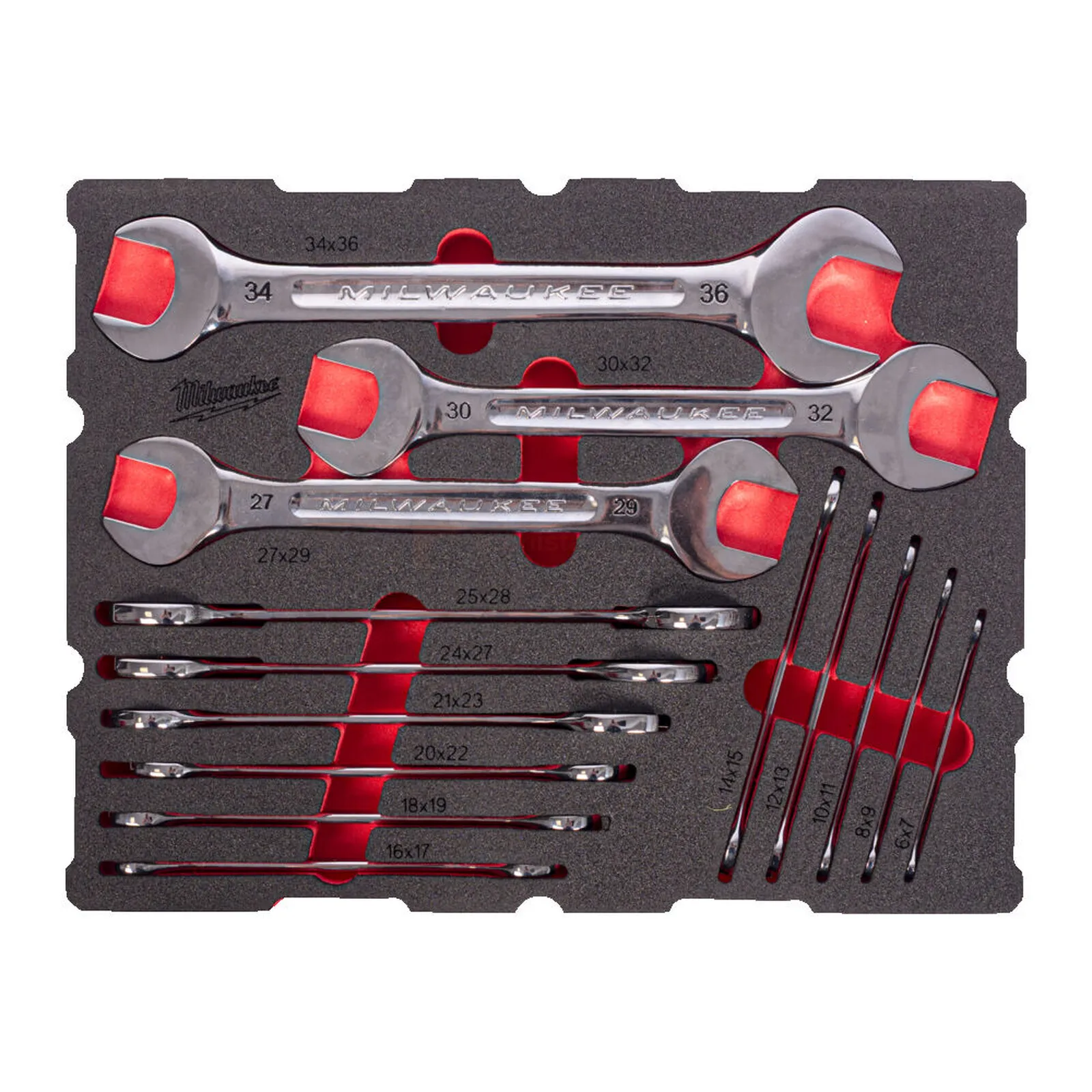 Milwaukee wrench set PACKOUT™ with drawers for tool boxes 6-34 mm 14-piece