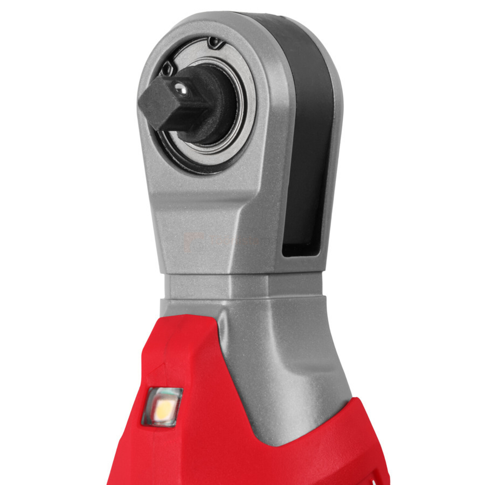 Pildil on Milwaukee akunarre M12 FIR14G2-252B pea, millel on kinnitatud padrun ja LED-tuli.