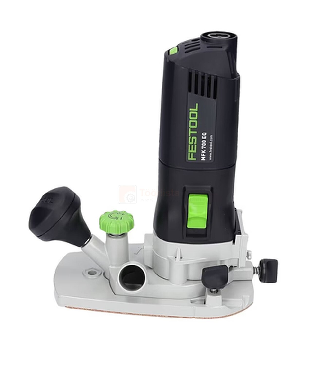 Pildil on Festool moodul servafrees MFK 700 EQ-Plus 2025, mis on nähtav koos oma alusplaadi, käepideme ja juhtnuppudega.