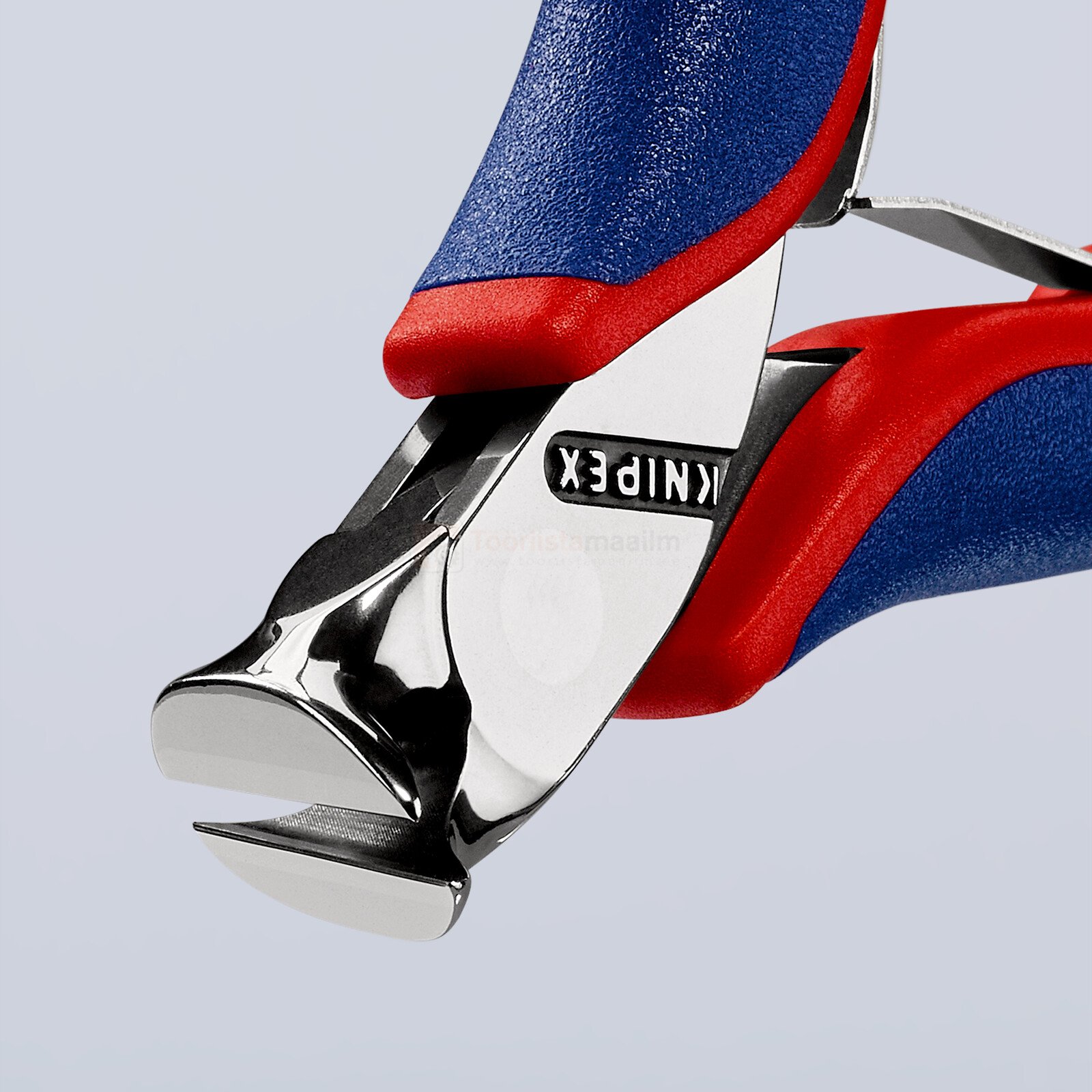 Pildil on näha Knipex elektroonika lõiketangid 120 mm, mille lõikepead on teravad ja käepidemed erksavärvilised.