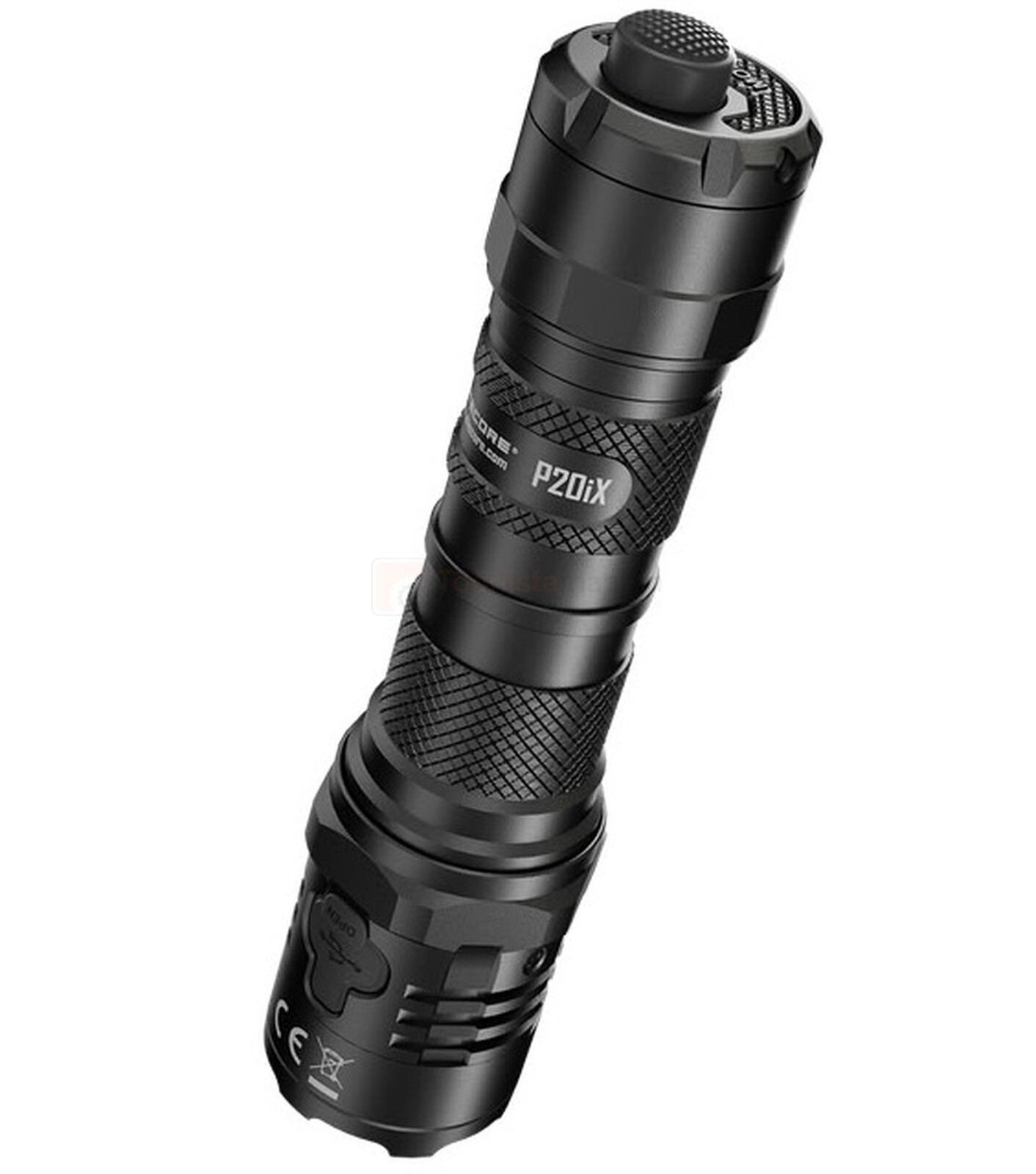 Pildil on must NITECORE taskulamp P20iX, millel on näha korpus, nupp ja pealdis "P20iX".