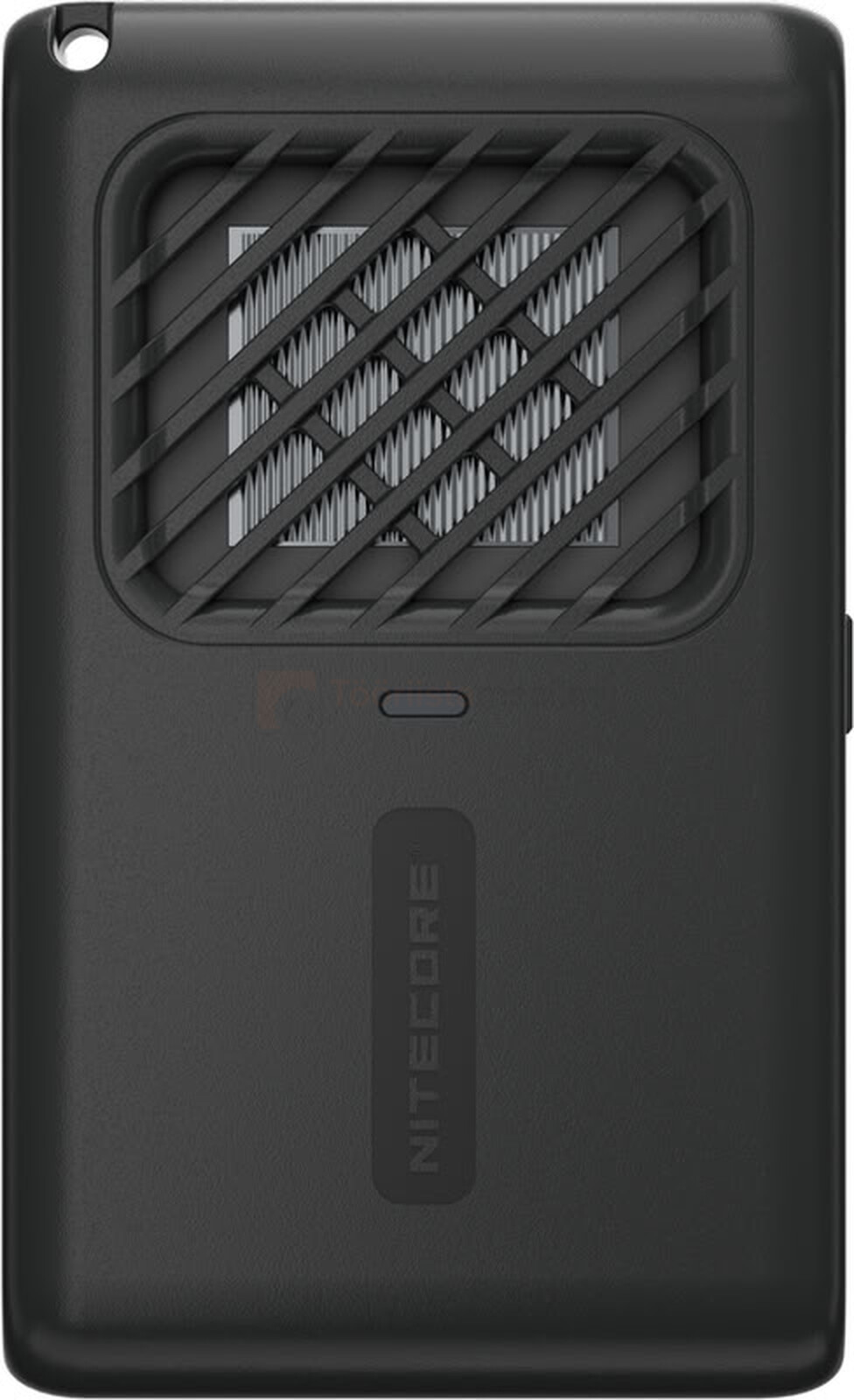 Pildil on must NITECORE elektrooniline sääsetõrjevahend EMR06, millel on võre ja LED-tuli.