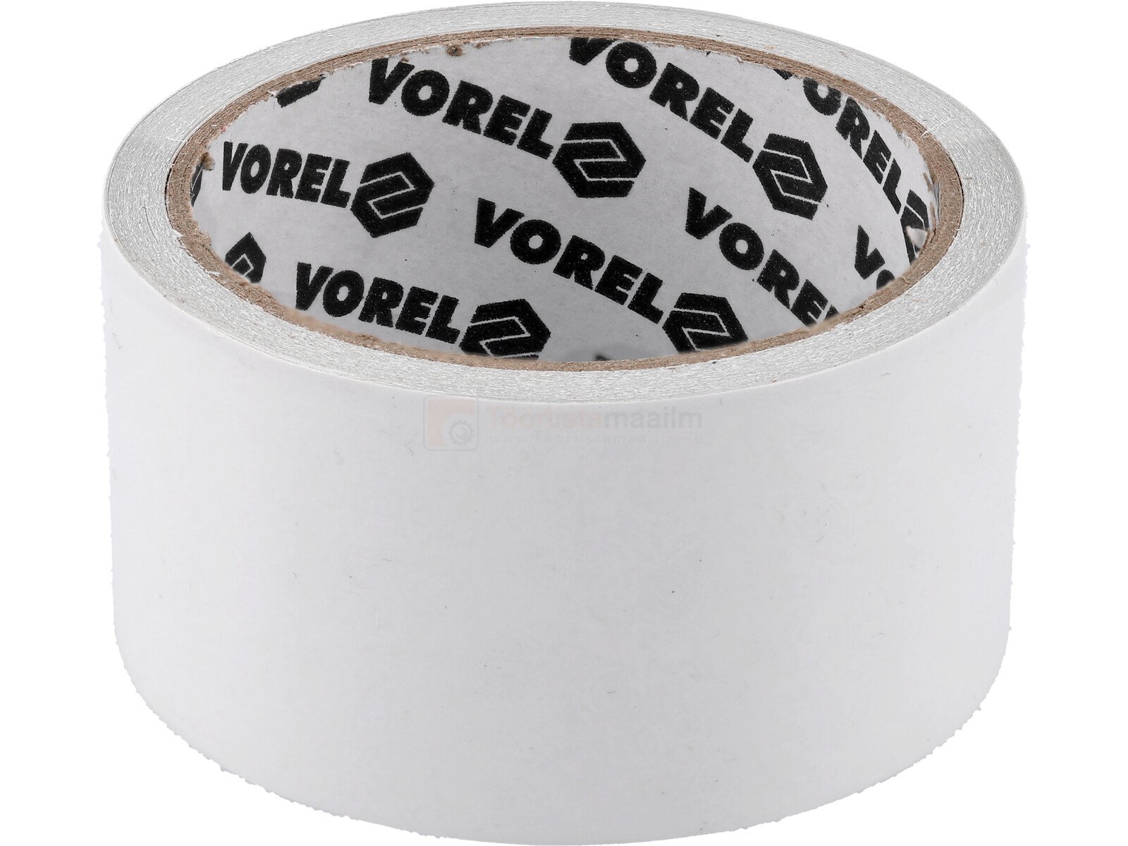 Pildil on valge Vorel kahepoolne teip, mille rull on nähtav.