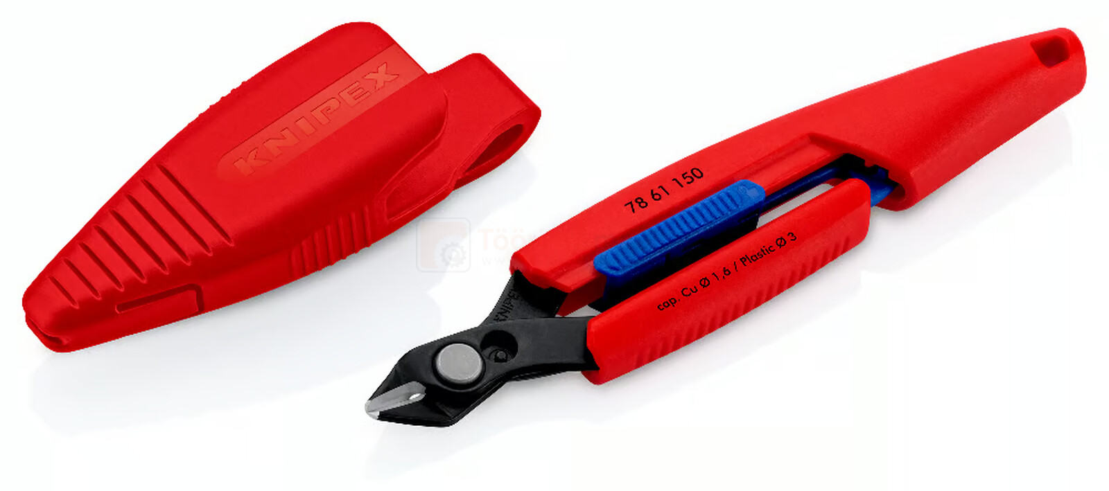 Pildil on Knipex külglõiketangid Slim 150 mm koos punase hoidikuga, mida saab kinnitada tangide sangade külge.