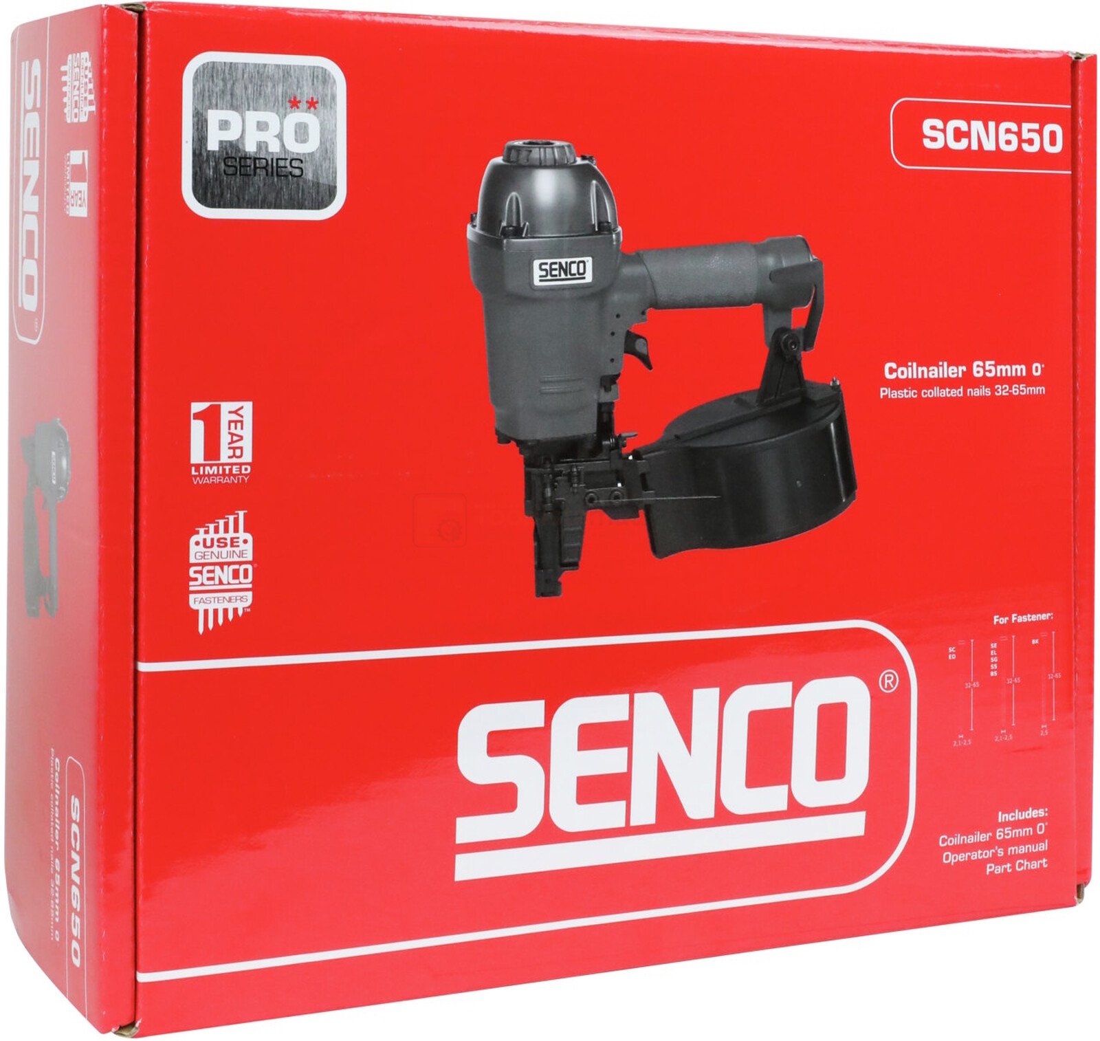 Pildil on punases karbis SENCO rullnaelapüstol SCN650, mis on mõeldud 65 mm naelte jaoks.