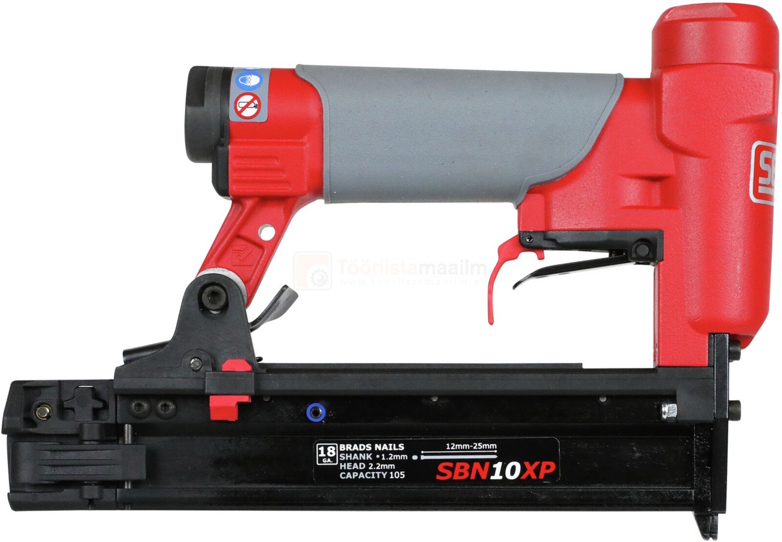 Pildil on punane ja hall SENCO liistunaelapüstol SBN10XP, mis on mõeldud liistunaelte löömiseks.