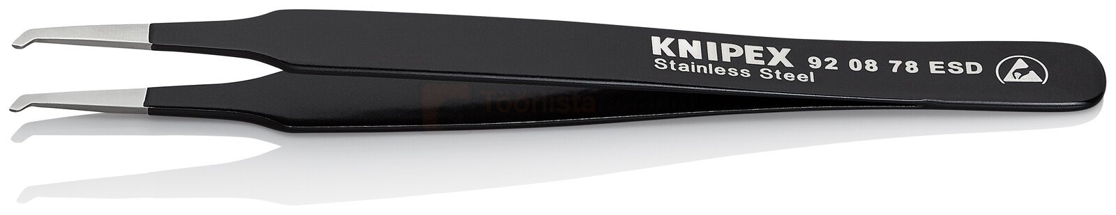 Pildil on musta värvi Knipex ESD pintsetid, mis on valmistatud roostevabast terasest.