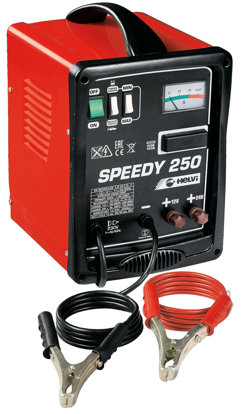 Helvi akulaadija-kävitaja Speedy 250, 12 / 24 V, max 27 A / 135 A