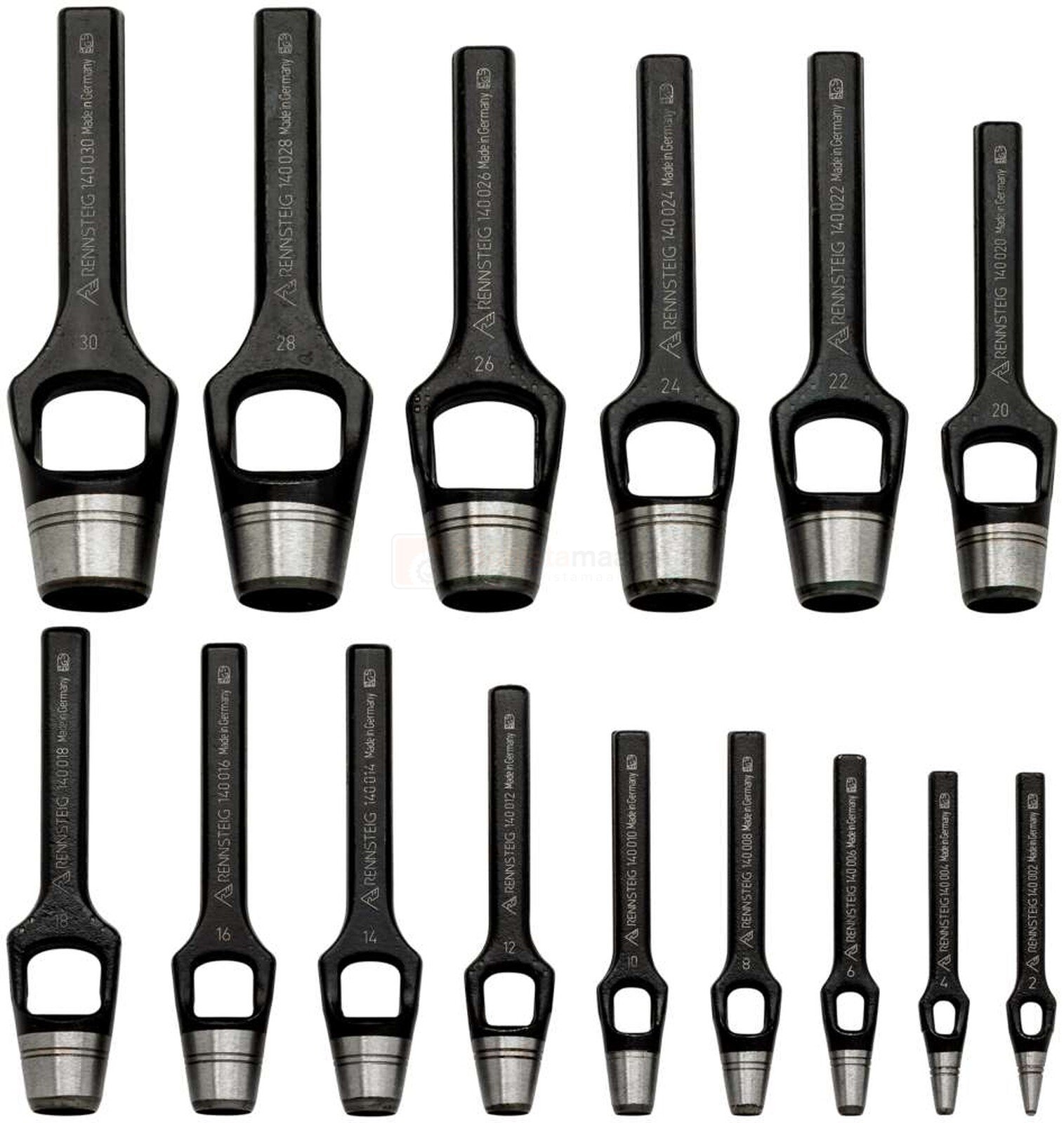 Pildil on Rennsteig augutornide komplekt, mis sisaldab 15 erineva suurusega DIN 7200 A tüüpi augutorni vahemikus 2-30 mm.