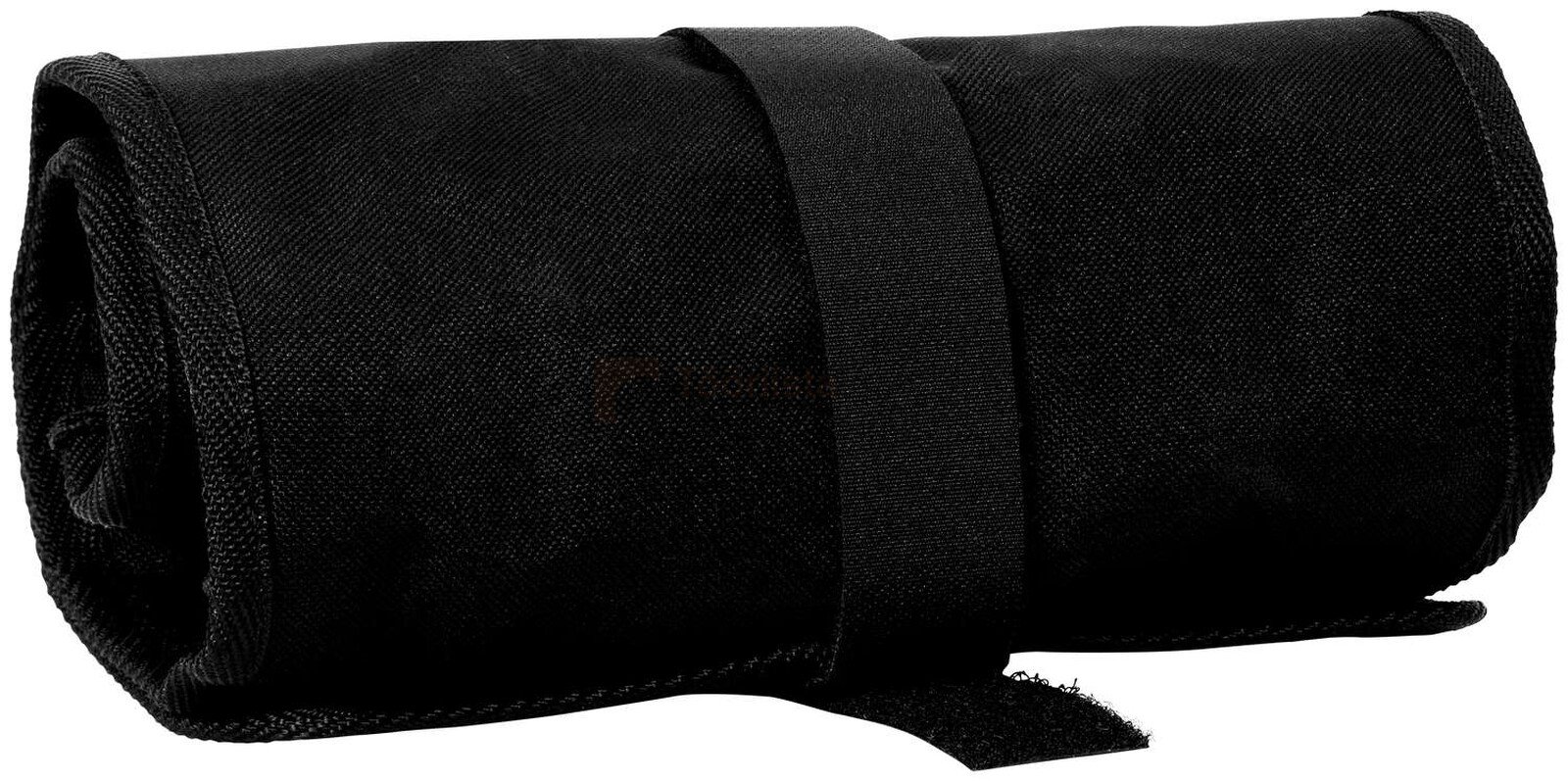 Pildil on musta värvi Rennsteig augutornide komplekt, mis on kokku rullitud ja kinnitatud rihmaga.