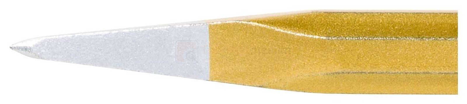 Pildil on Rennsteig elektriku teravmeisli terav ots, millel on kuldne käepide ja hõbedane terav ots.