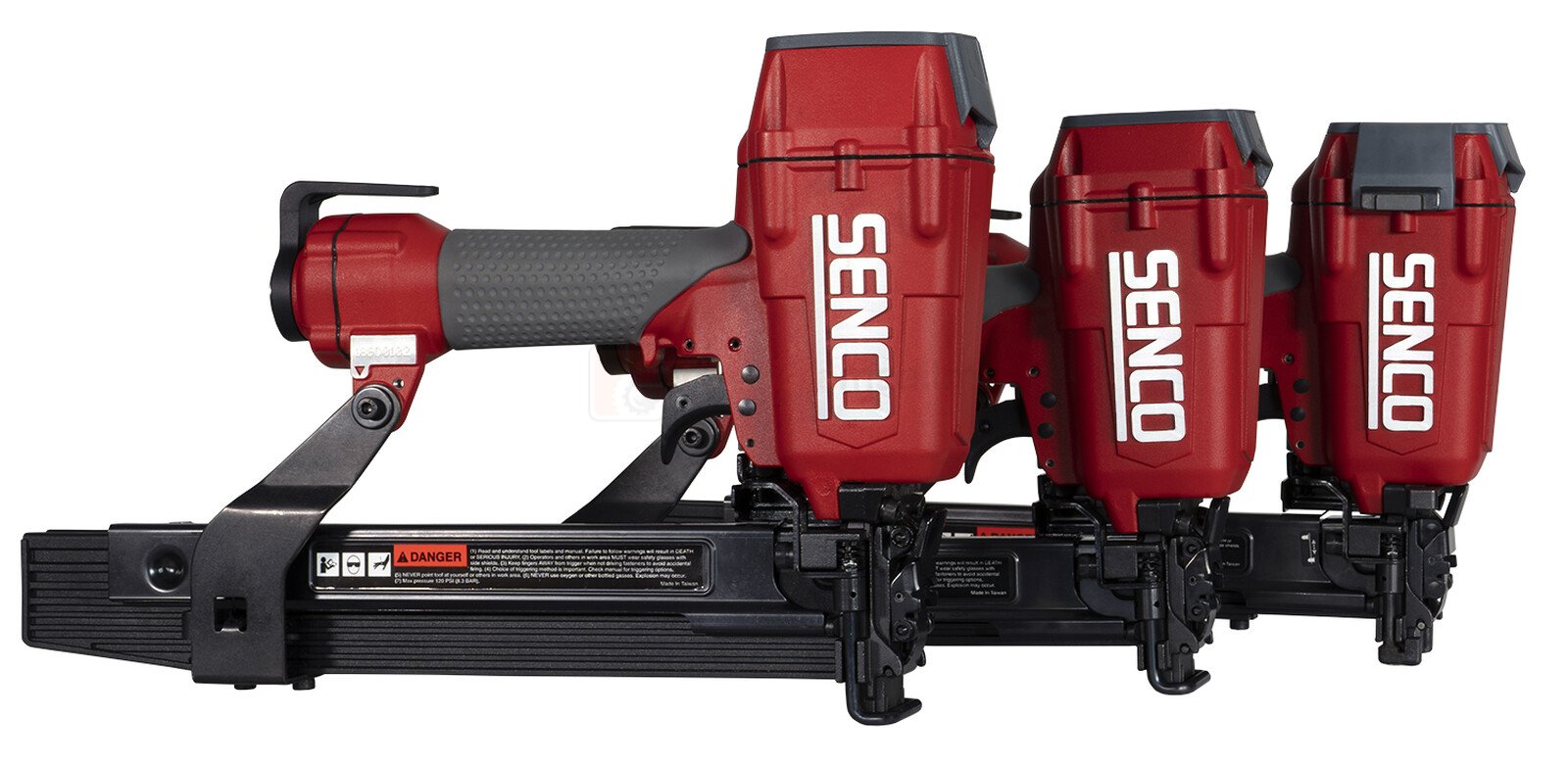 Pildil on SENCO PS15XP klambripüstol, mis on varustatud kolme klambripesaga.