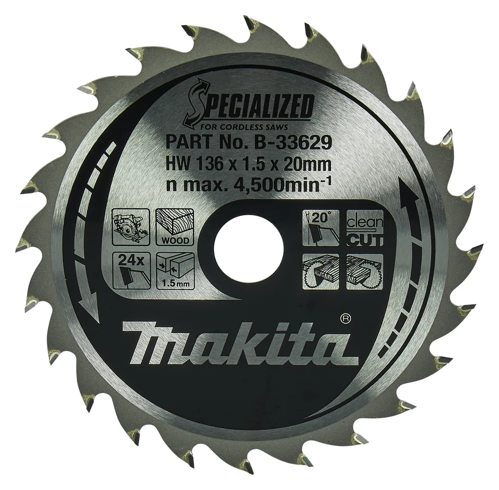 Pildil on näha Makita 136 x 1,5 x 20 mm 24T 20° saeketas.