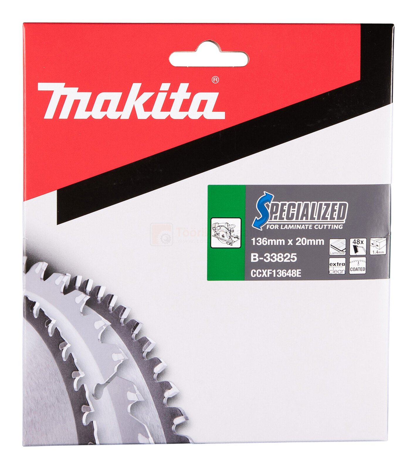 Pildil on Makita saeketas 136x20mm 48T laminaadi jaoks, mis on pakendatud.